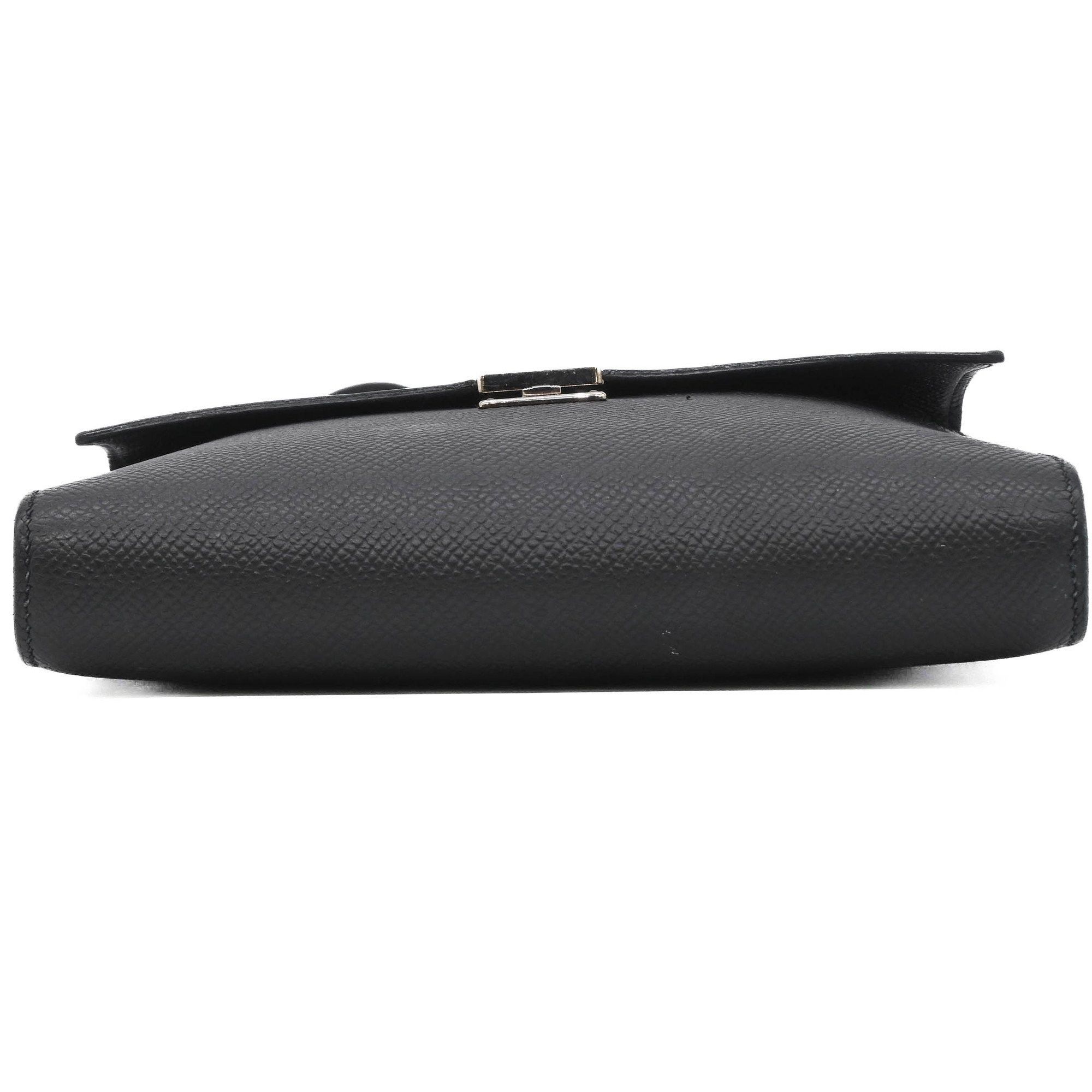 HERMES Click 16 Mini Shoulder Bag with Pouch Wallet in Epsom Leather, Black #C