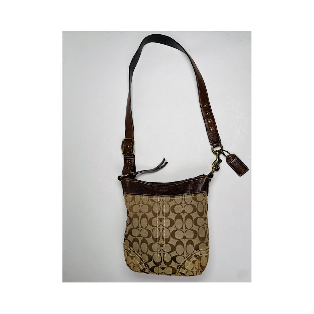 Coach Signature Sufflette Beige Leather Handbag Size ONE SIZE - 2 Thumbnail