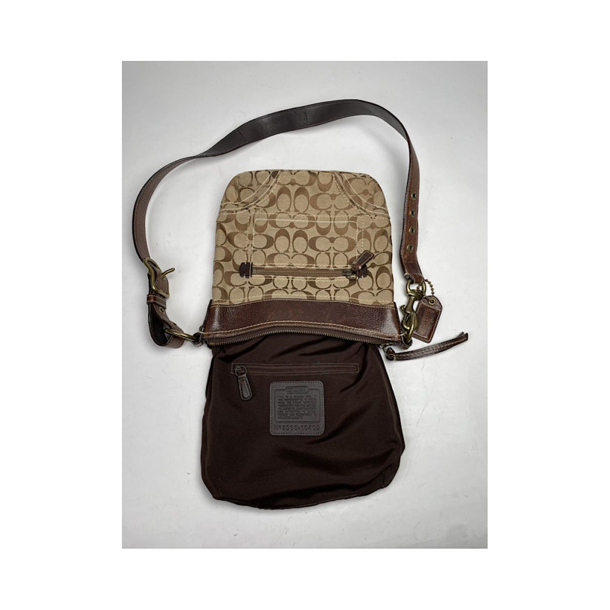 Coach Signature Sufflette Beige Leather Handbag Size ONE SIZE - 3 Thumbnail