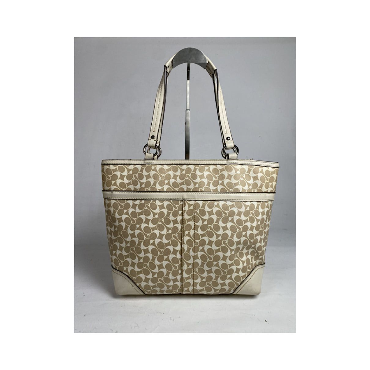 Coach Signature Sufflette Beige Leather Handbag Size ONE SIZE - 3 Thumbnail