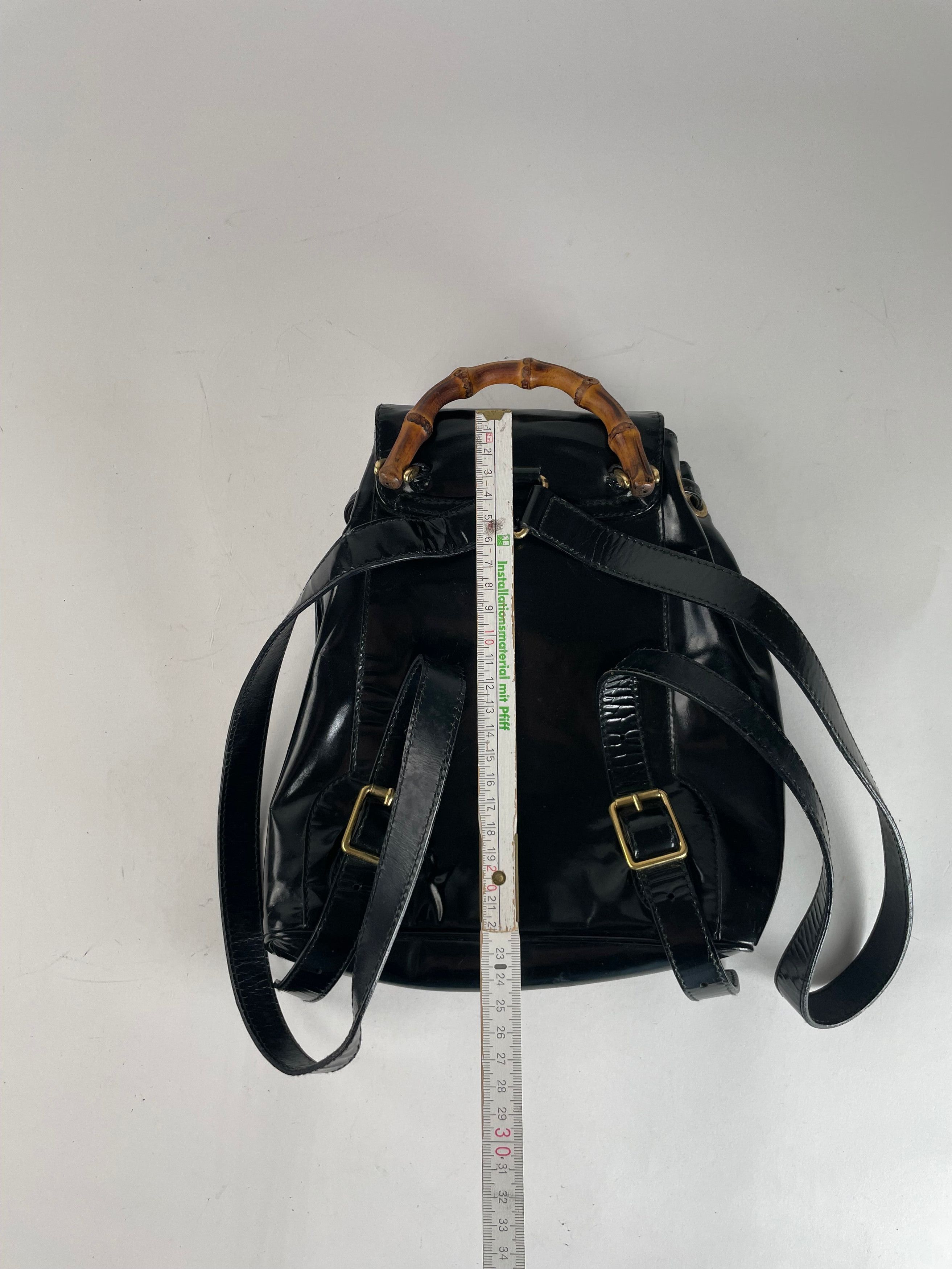 Gucci Vintage Bamboo Patent Leather Bagpack Black Size ONE SIZE - 6 Thumbnail