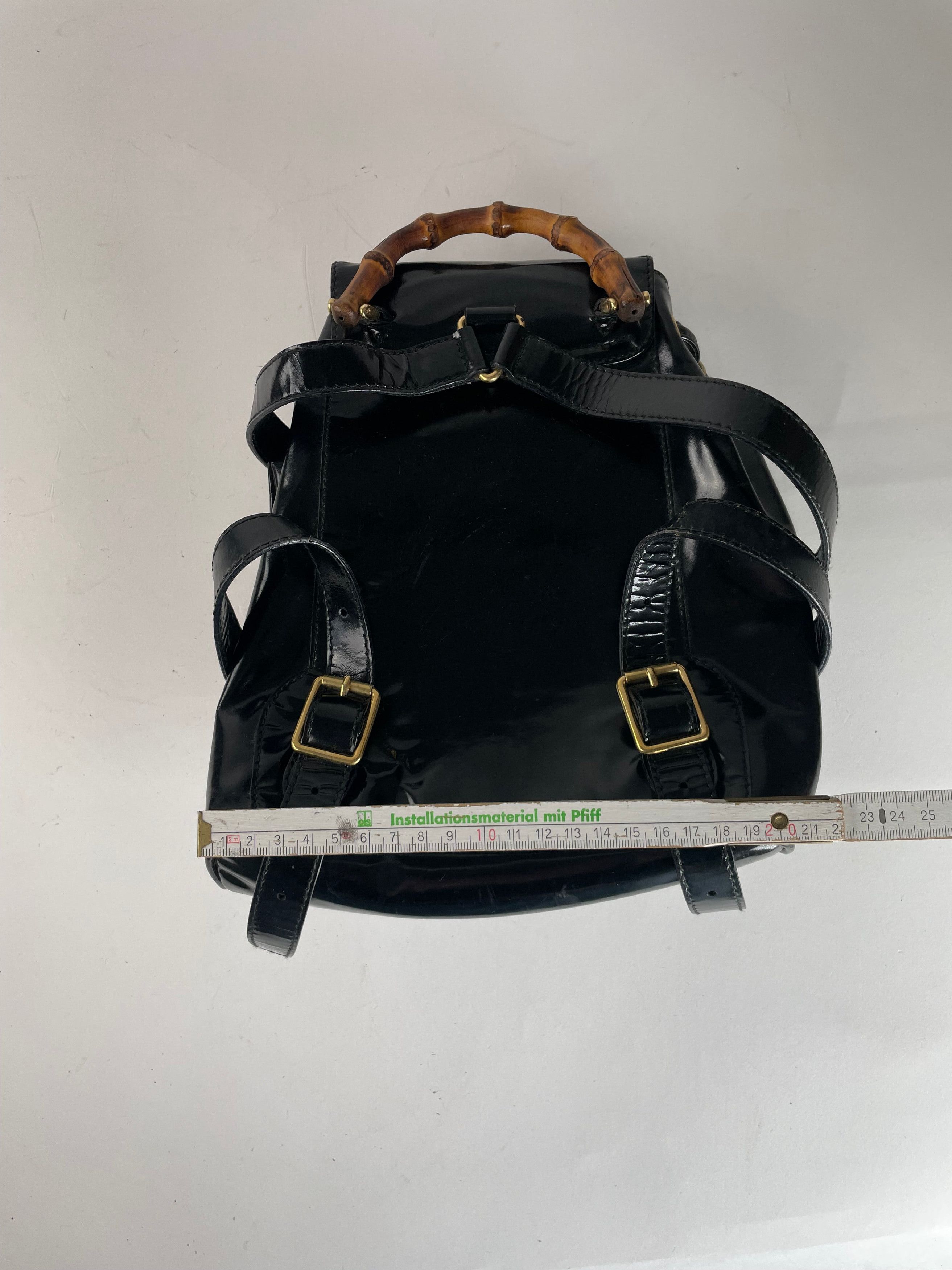 Gucci Vintage Bamboo Patent Leather Bagpack Black Size ONE SIZE - 7 Thumbnail