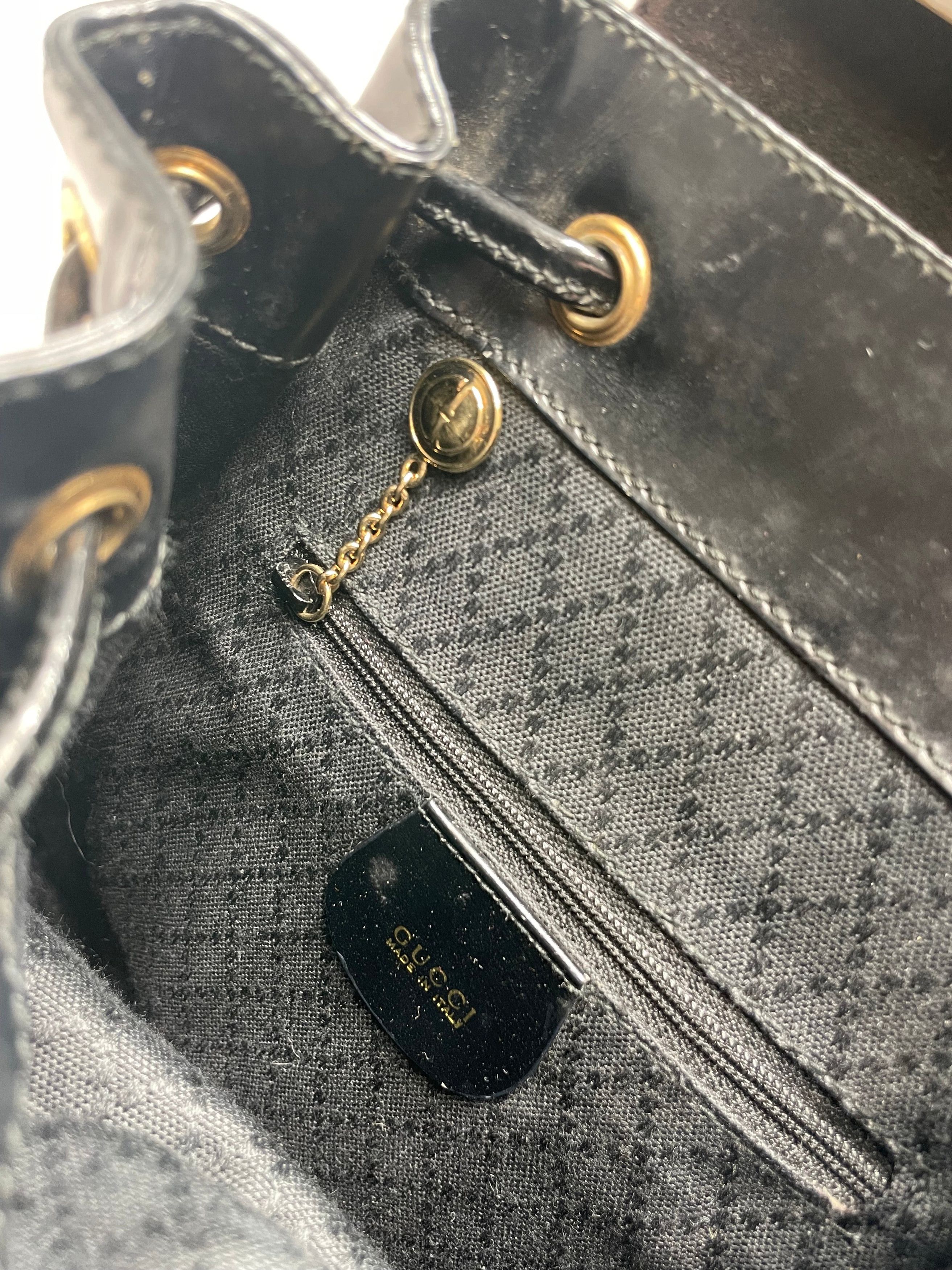 Gucci Vintage Bamboo Patent Leather Bagpack Black Size ONE SIZE - 3 Thumbnail