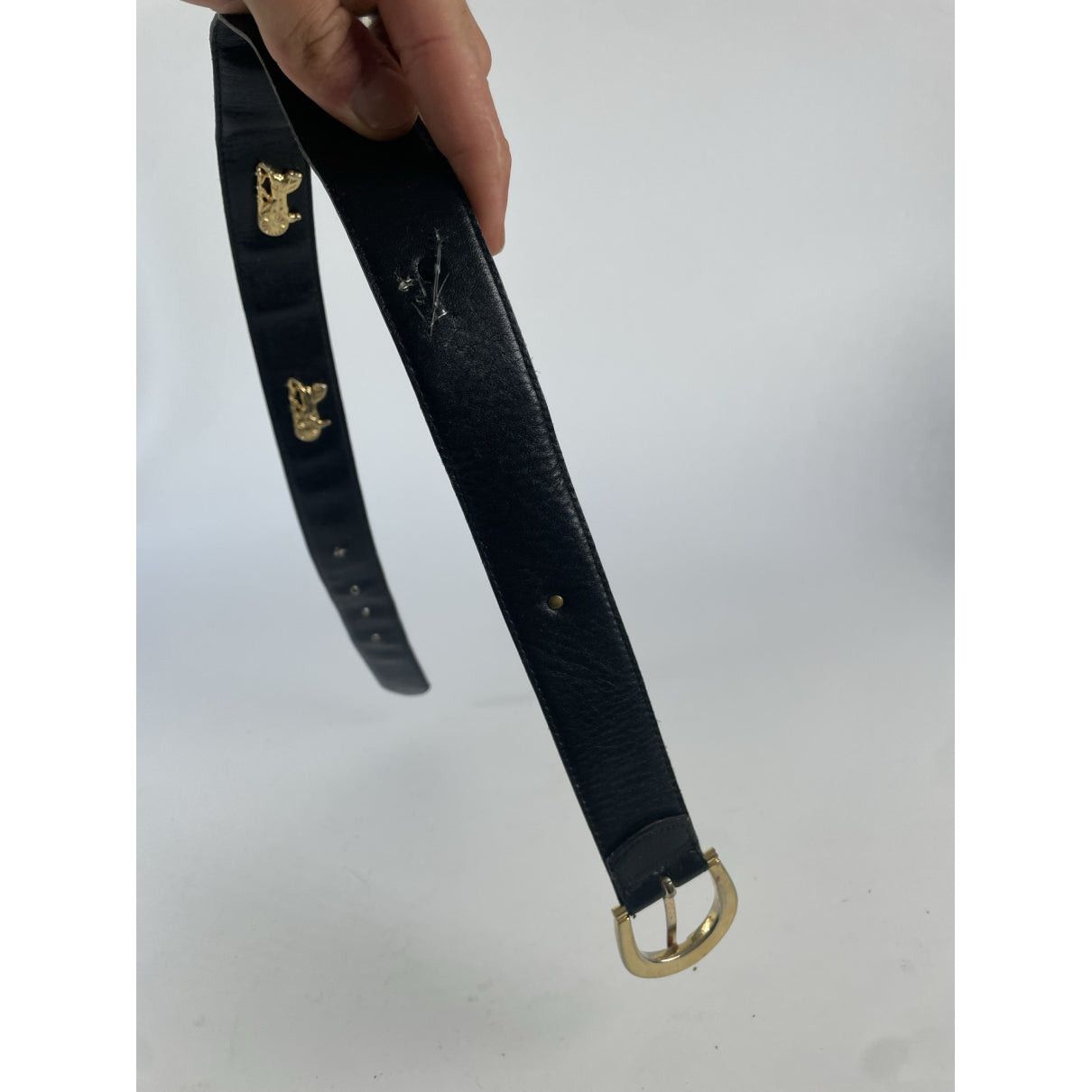 Celine Triomphe Black Leather Belt Size ONE SIZE - 3 Thumbnail