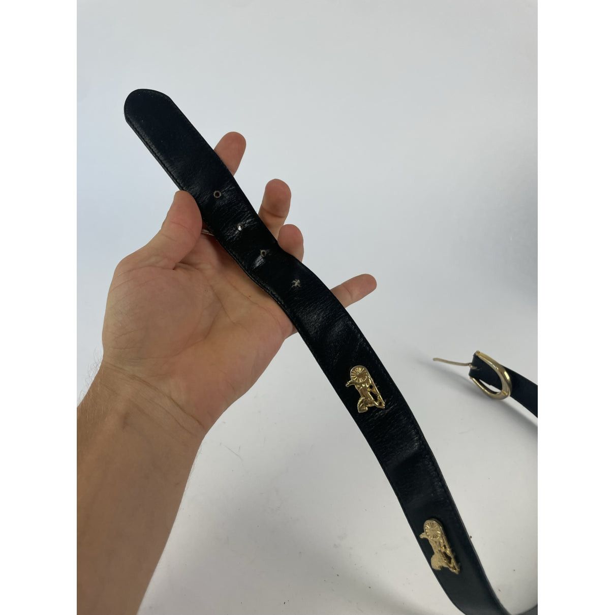 Celine Triomphe Black Leather Belt Size ONE SIZE - 2 Thumbnail