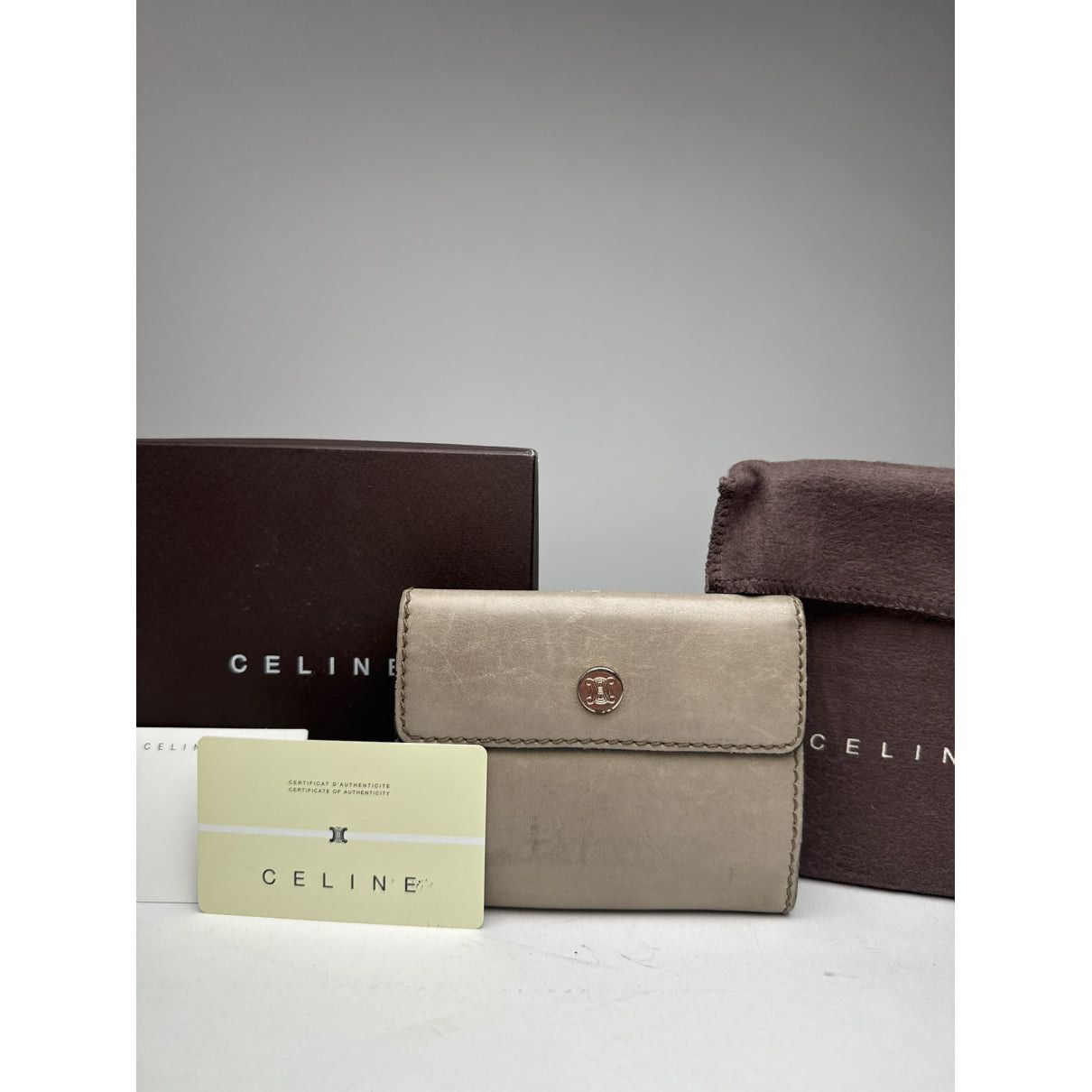 Celine Triomphe Grey Leather Wallet Size ONE SIZE - 5 Thumbnail