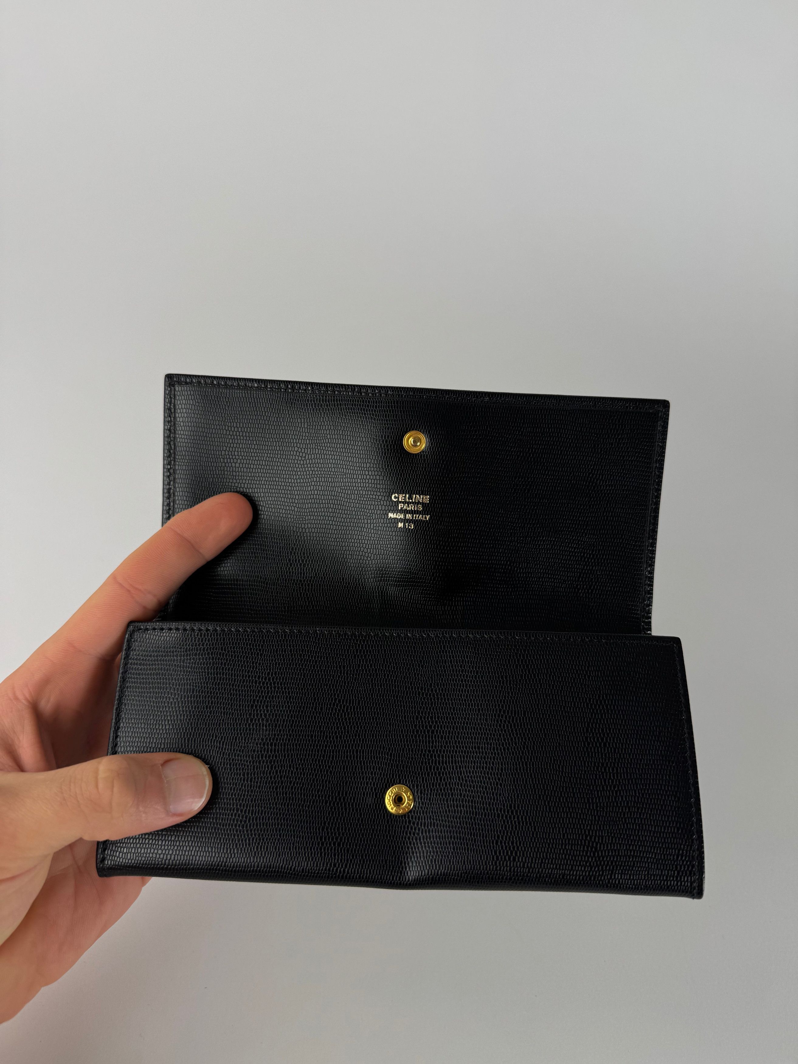 Celine Vintage Paris Leather Triomphe Wallet Black Size ONE SIZE - 7 Thumbnail