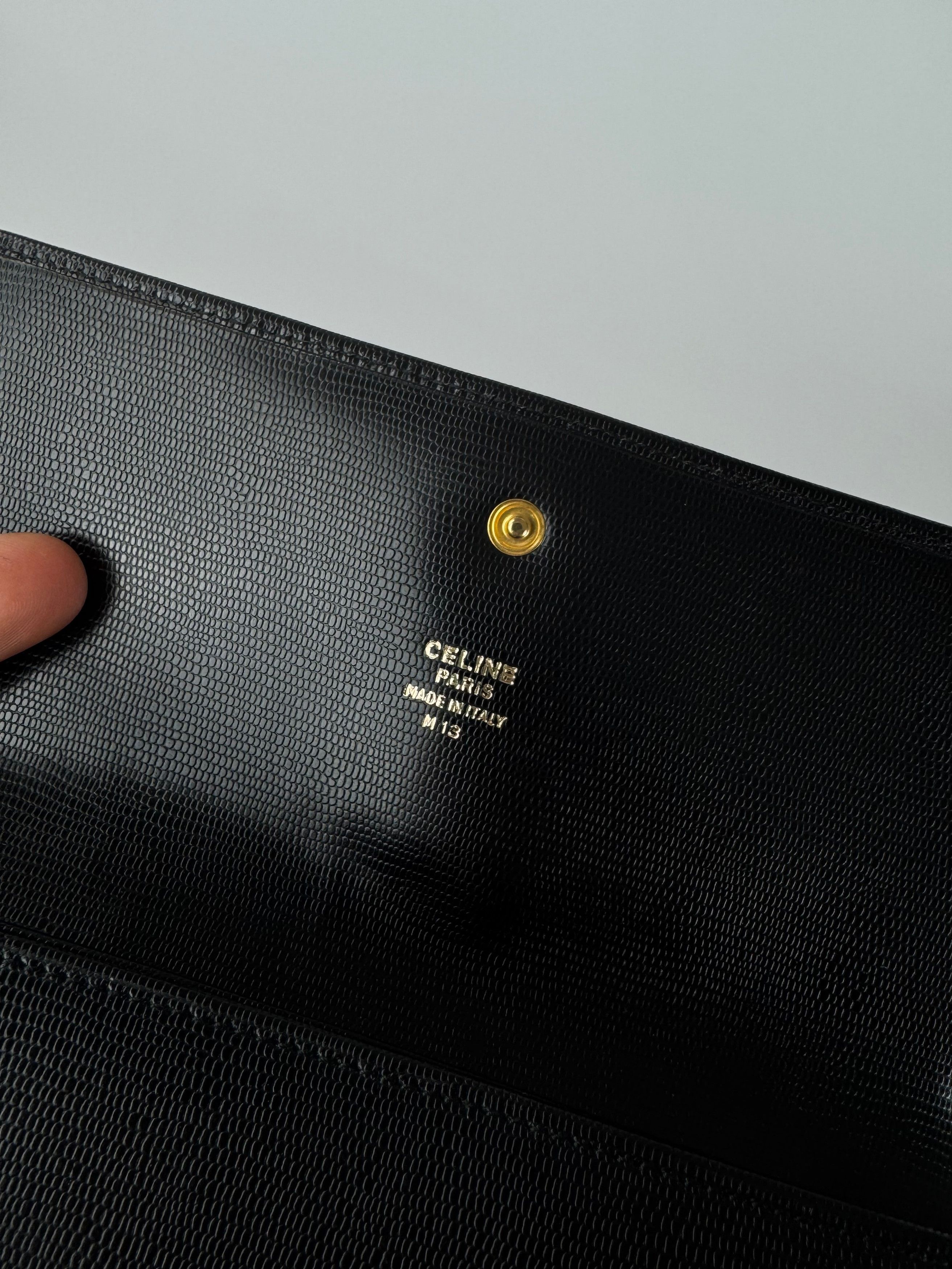 Celine Vintage Paris Leather Triomphe Wallet Black Size ONE SIZE - 3 Thumbnail