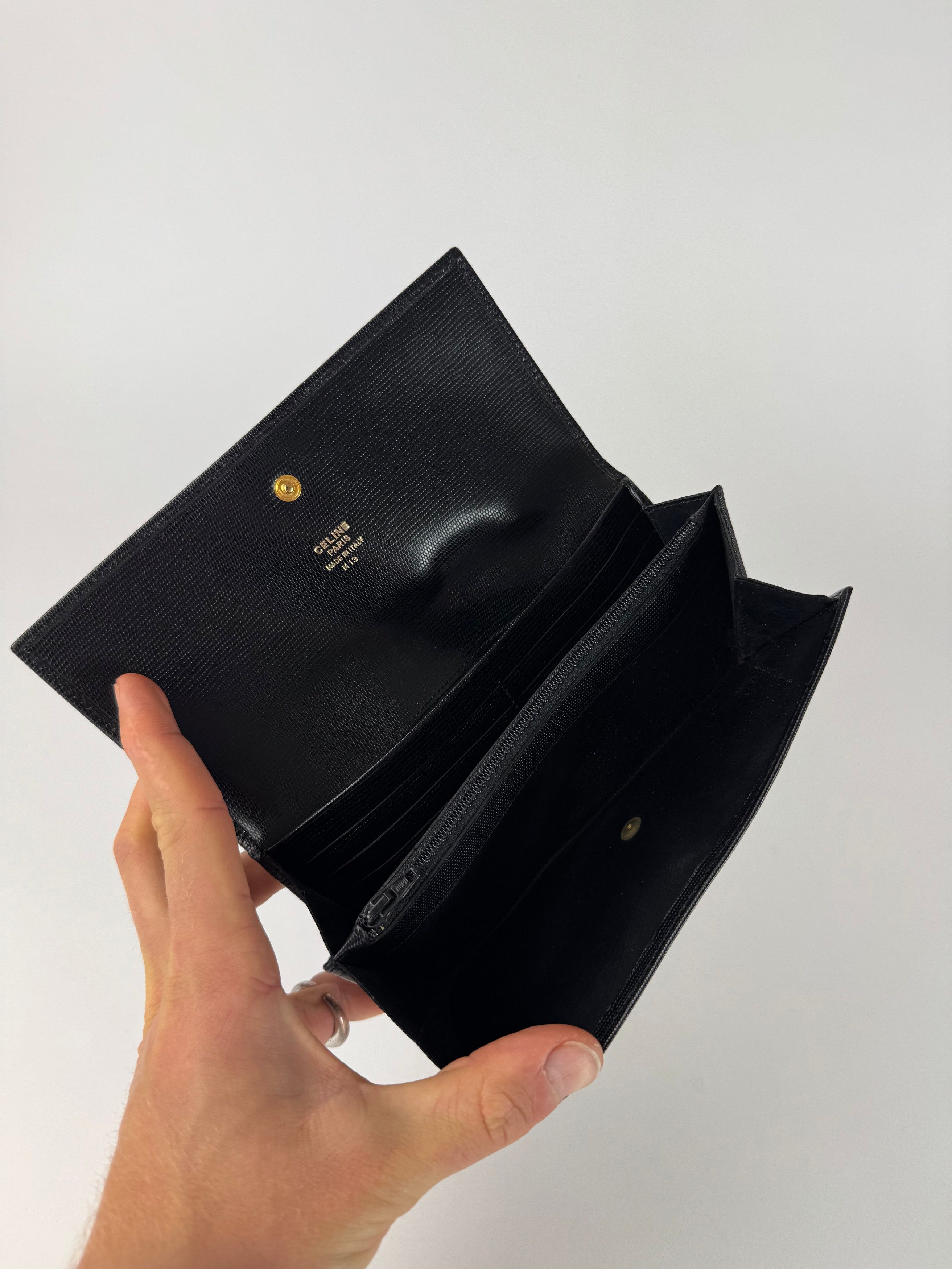 Celine Vintage Paris Leather Triomphe Wallet Black Size ONE SIZE - 4 Thumbnail