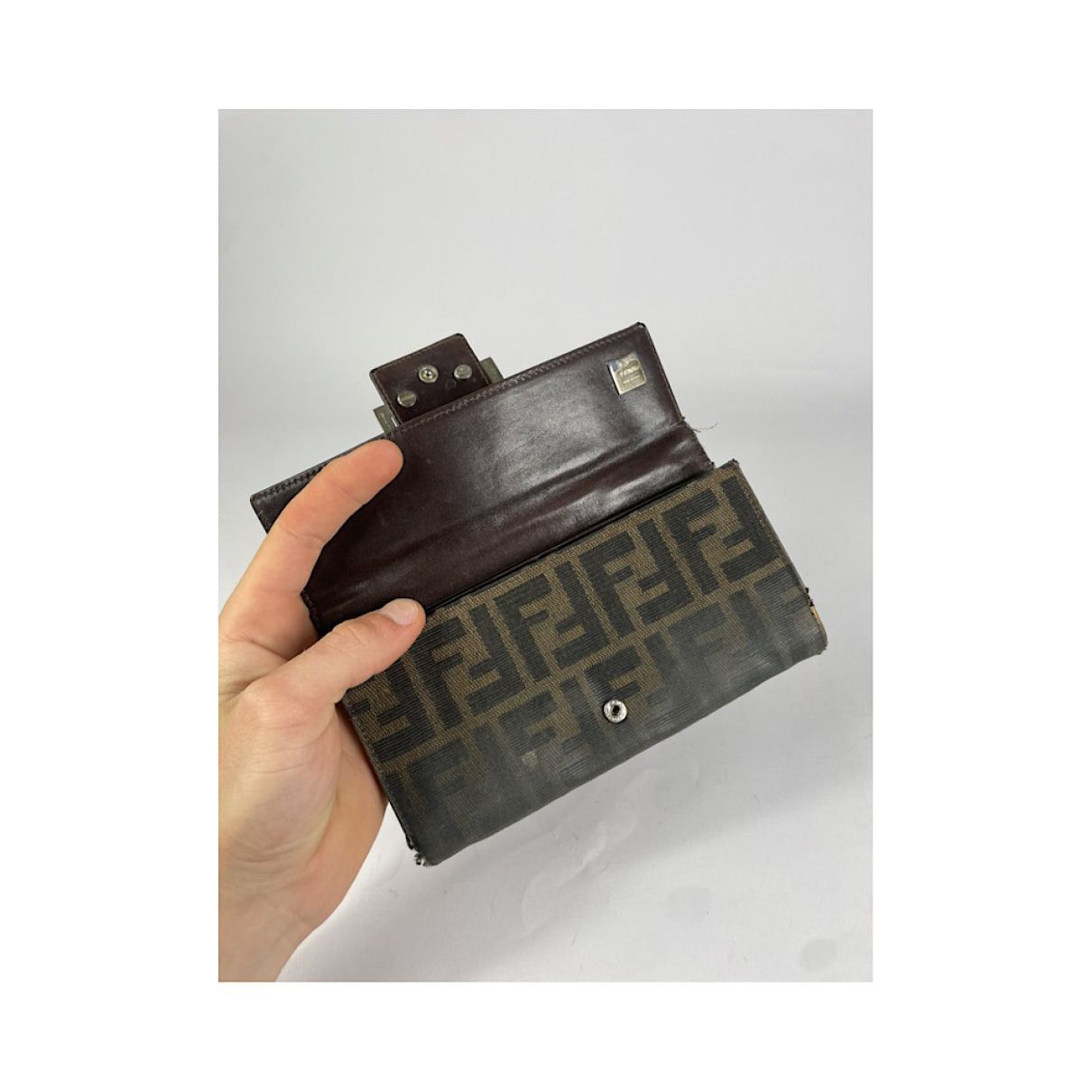 Fendi Baguette Brown Cotton Wallet Size ONE SIZE - 4 Thumbnail