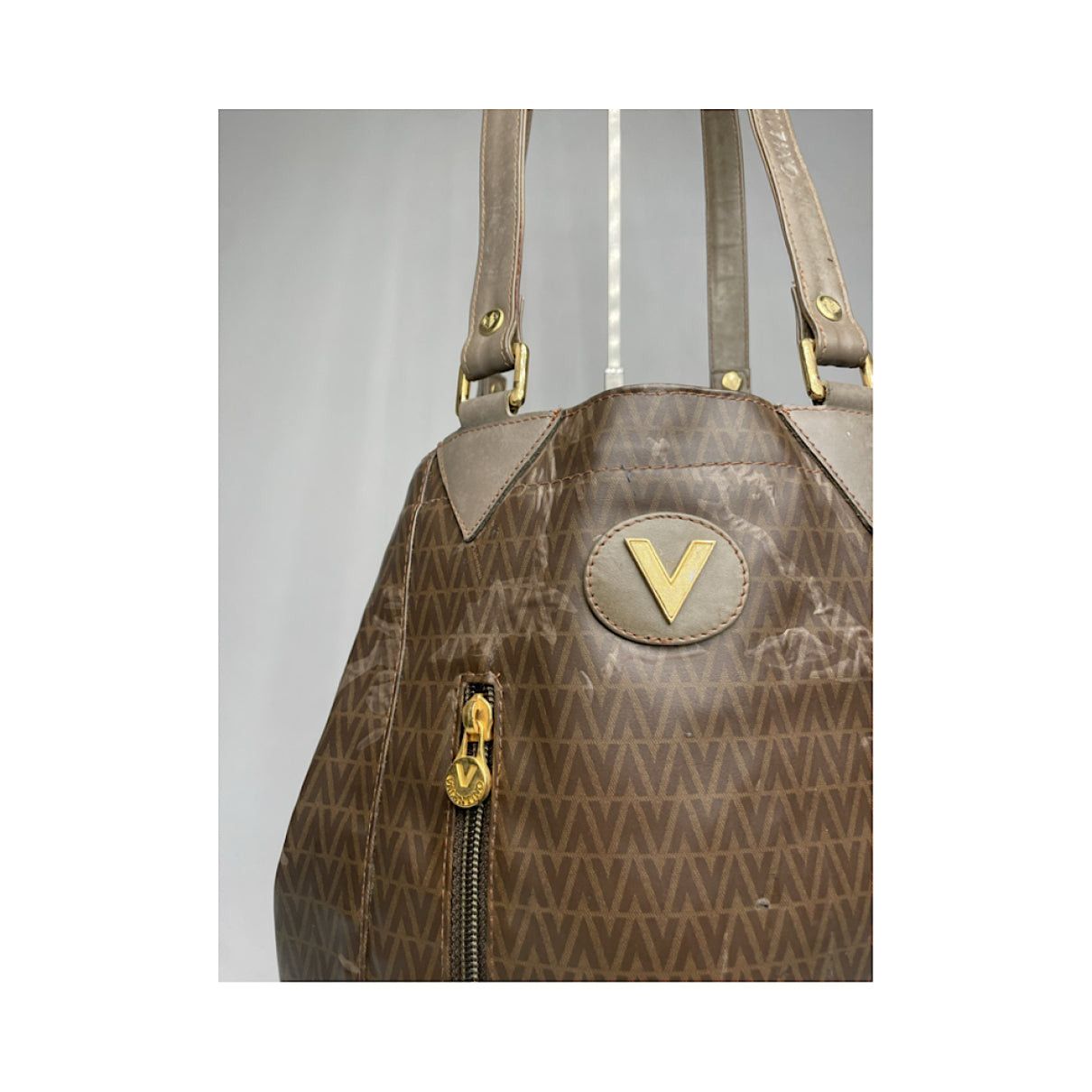 Mario Valentino Brown Leather Handbag Size ONE SIZE - 3 Thumbnail