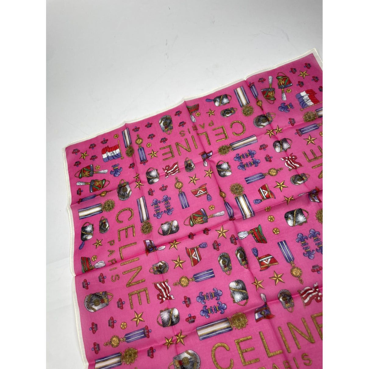 Celine Pink Silk Scarf Size ONE SIZE - 3 Thumbnail