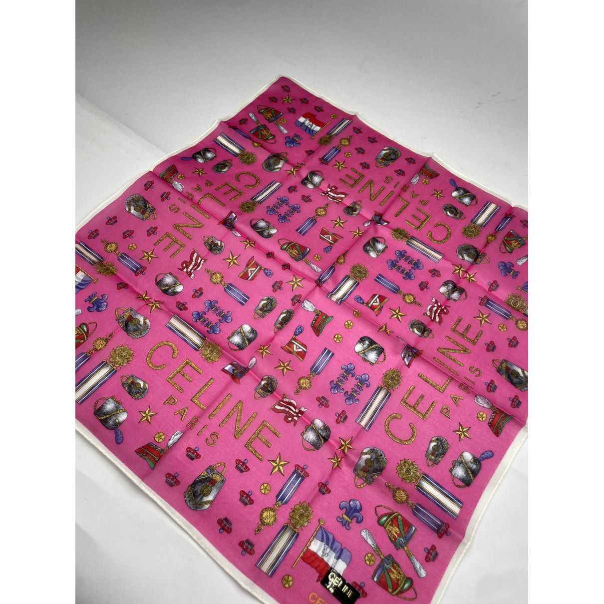 Celine Pink Silk Scarf Size ONE SIZE - 5 Thumbnail