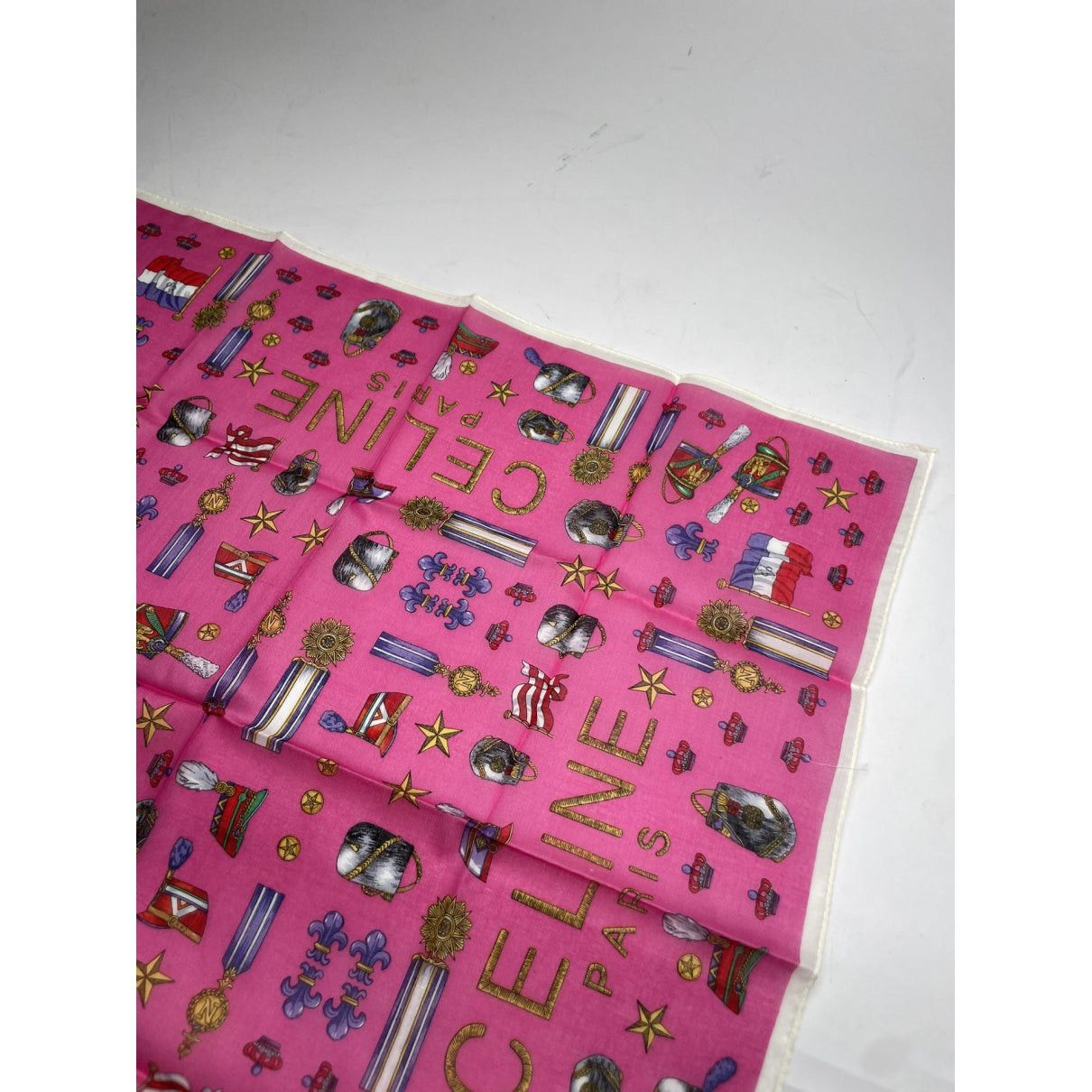 Celine Pink Silk Scarf Size ONE SIZE - 4 Thumbnail