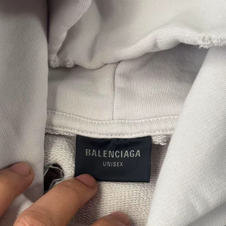 Balenciaga Balenciaga Mirror Logo Distressed Hoodie - dmc Size US M / EU 48-50 / 2 - 5 Thumbnail