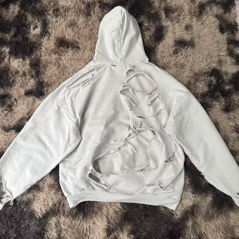 Balenciaga Balenciaga Mirror Logo Distressed Hoodie - dmc Size US M / EU 48-50 / 2 - 2 Thumbnail