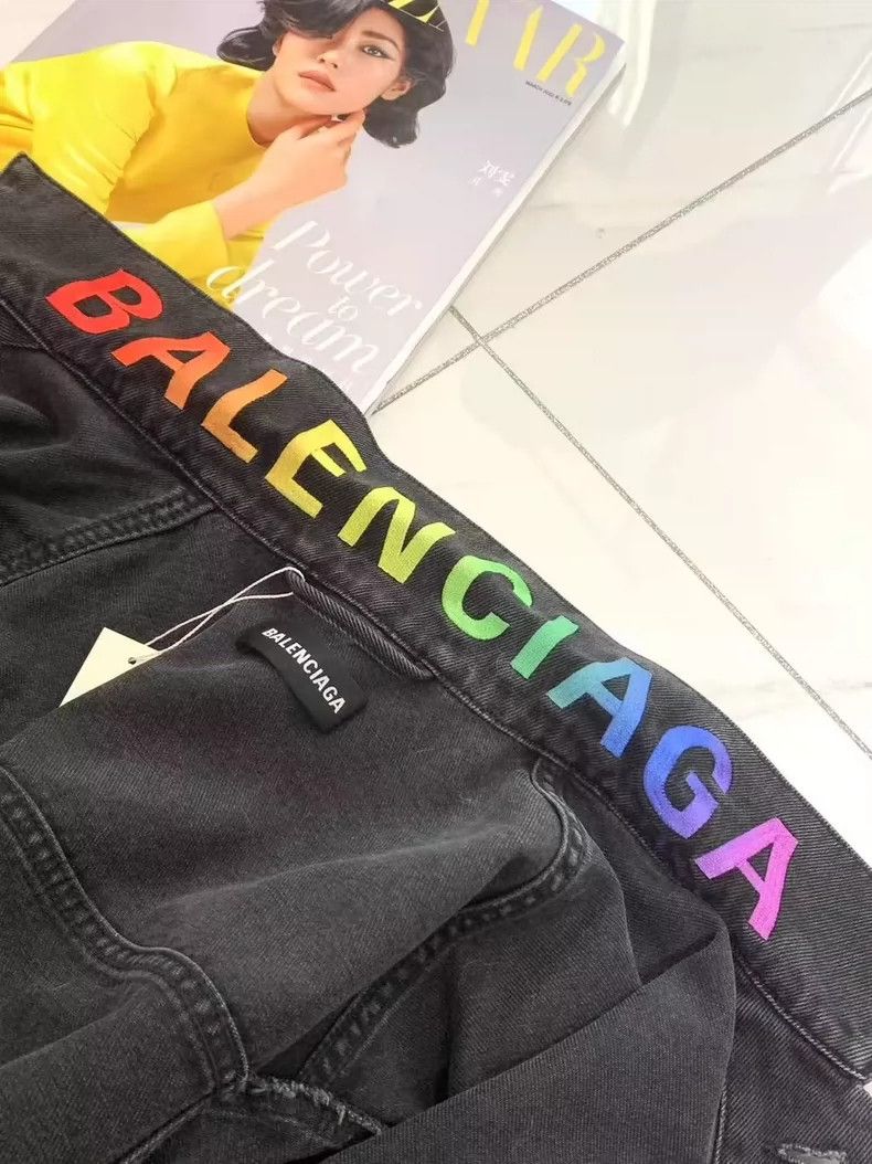 Balenciaga Balenciaga Rainbow Logo Denim Jacket - dmc Size US M / EU 48-50 / 2 - 6 Thumbnail