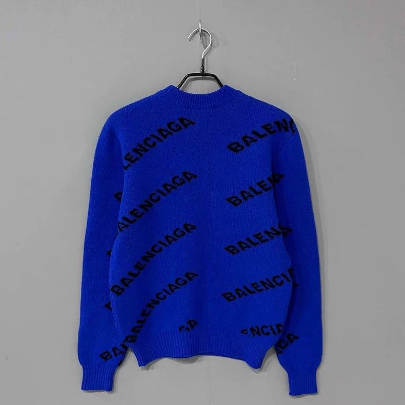 Balenciaga Balenciaga Blue Logo Knit Sweater - dmc Size US XS / EU 42 / 0 - 3 Thumbnail