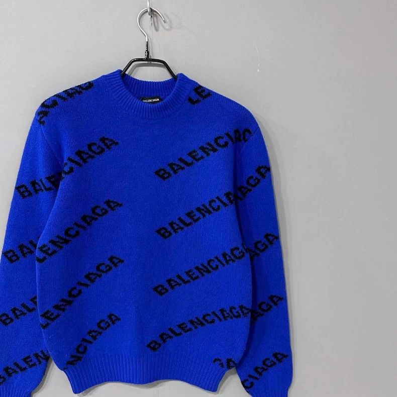 Balenciaga Balenciaga Blue Logo Knit Sweater - dmc Size US XS / EU 42 / 0 - 2 Thumbnail