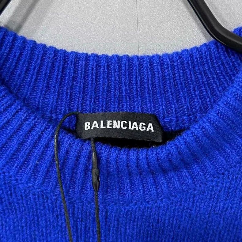 Balenciaga Balenciaga Blue Logo Knit Sweater - dmc Size US XS / EU 42 / 0 - 5 Thumbnail