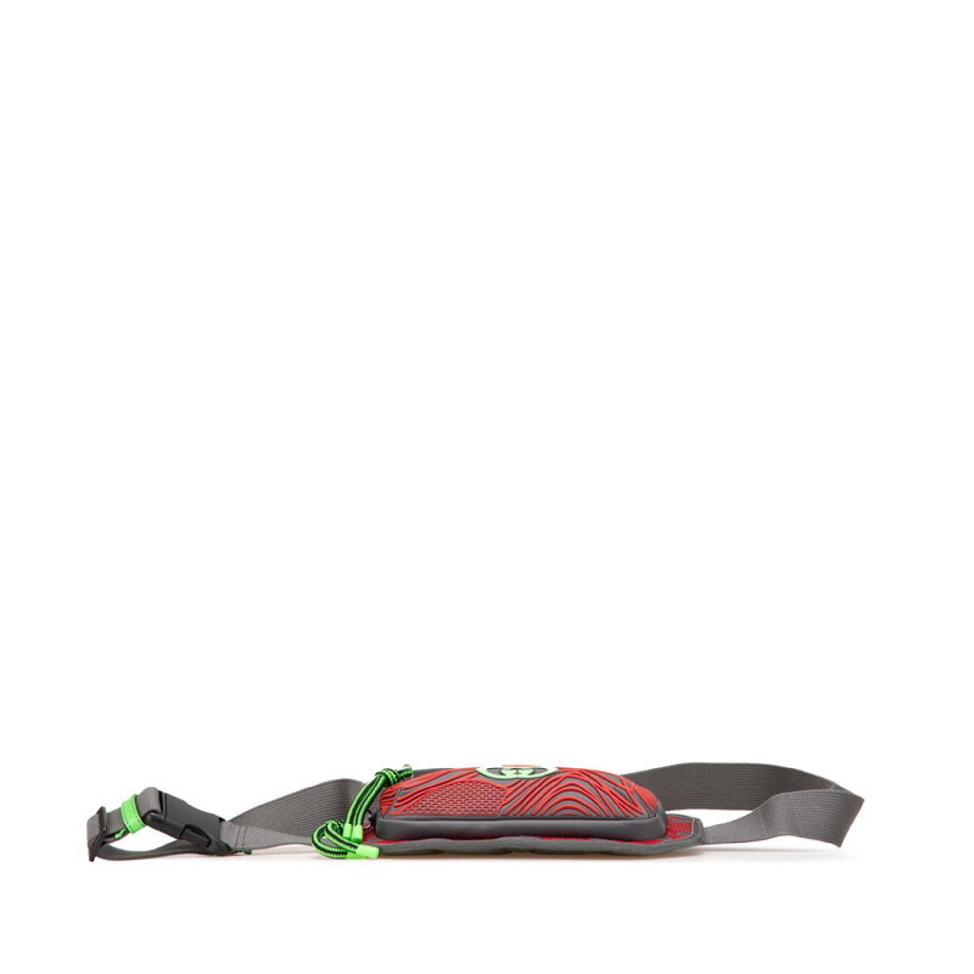 Gucci Gucci GG Nylon Belt Bag, Body Waist Bag 752102, Red, Gray, Nylon, Rubber, Women's, GUCCI Size ONE SIZE - 3 Thumbnail
