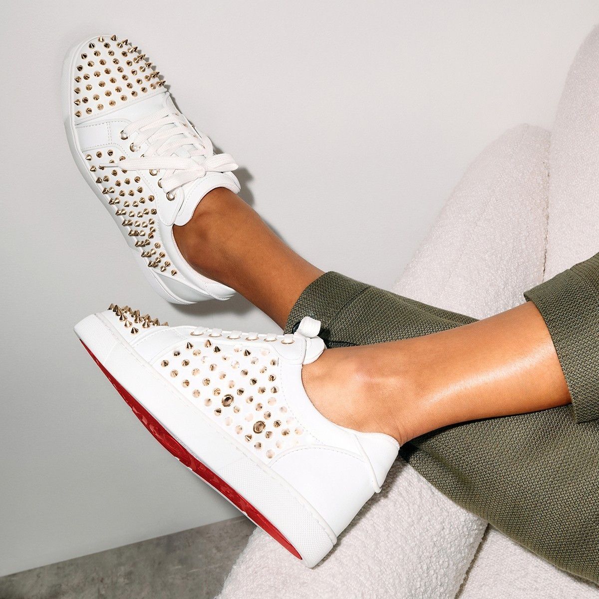Christian Louboutin vieira night spikes white Size US 9.5 / IT 39.5 - 2 Thumbnail