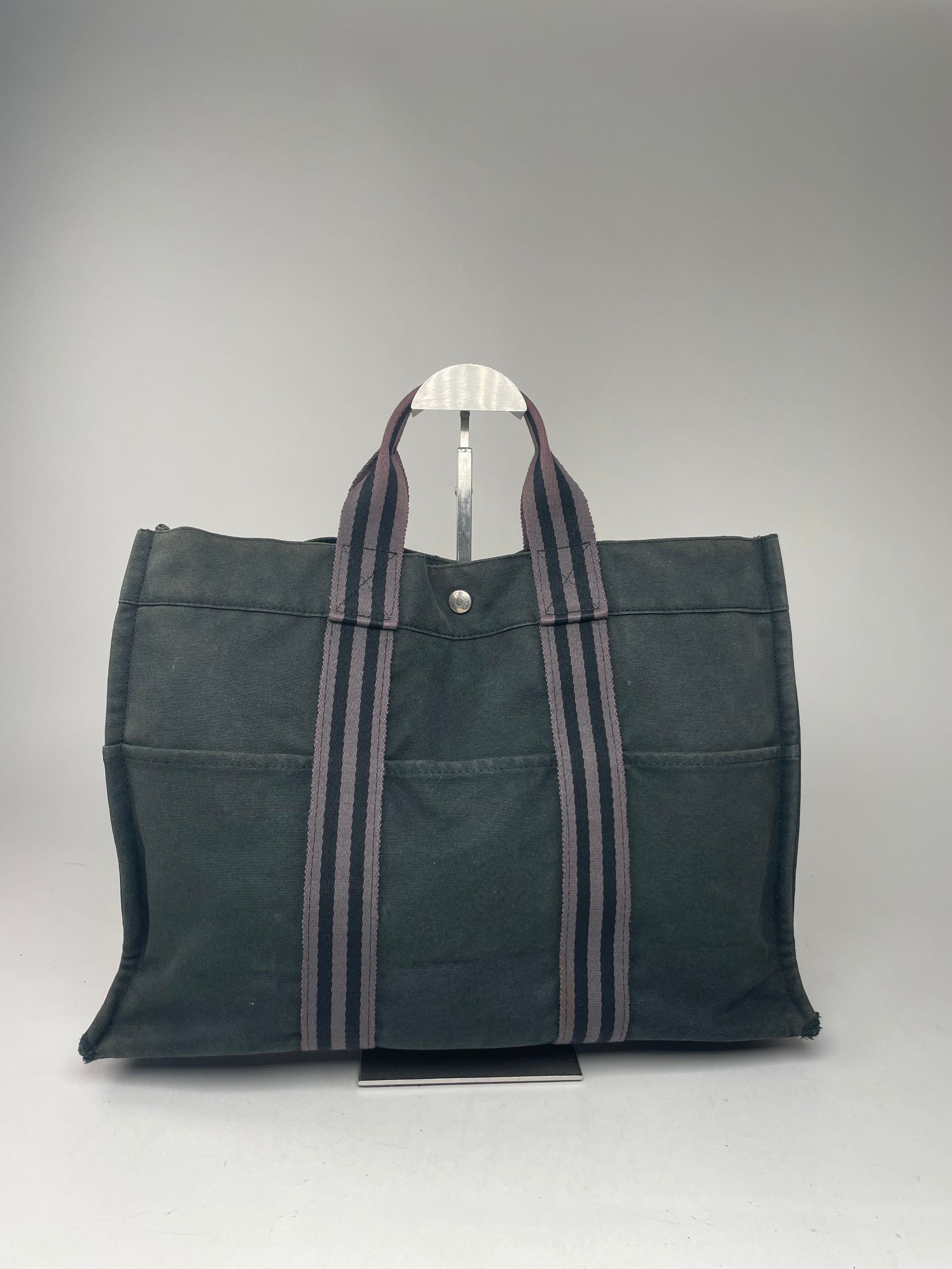 Other Vintage Hermes Canvas Shopper Bag Black Size ONE SIZE - 3 Thumbnail