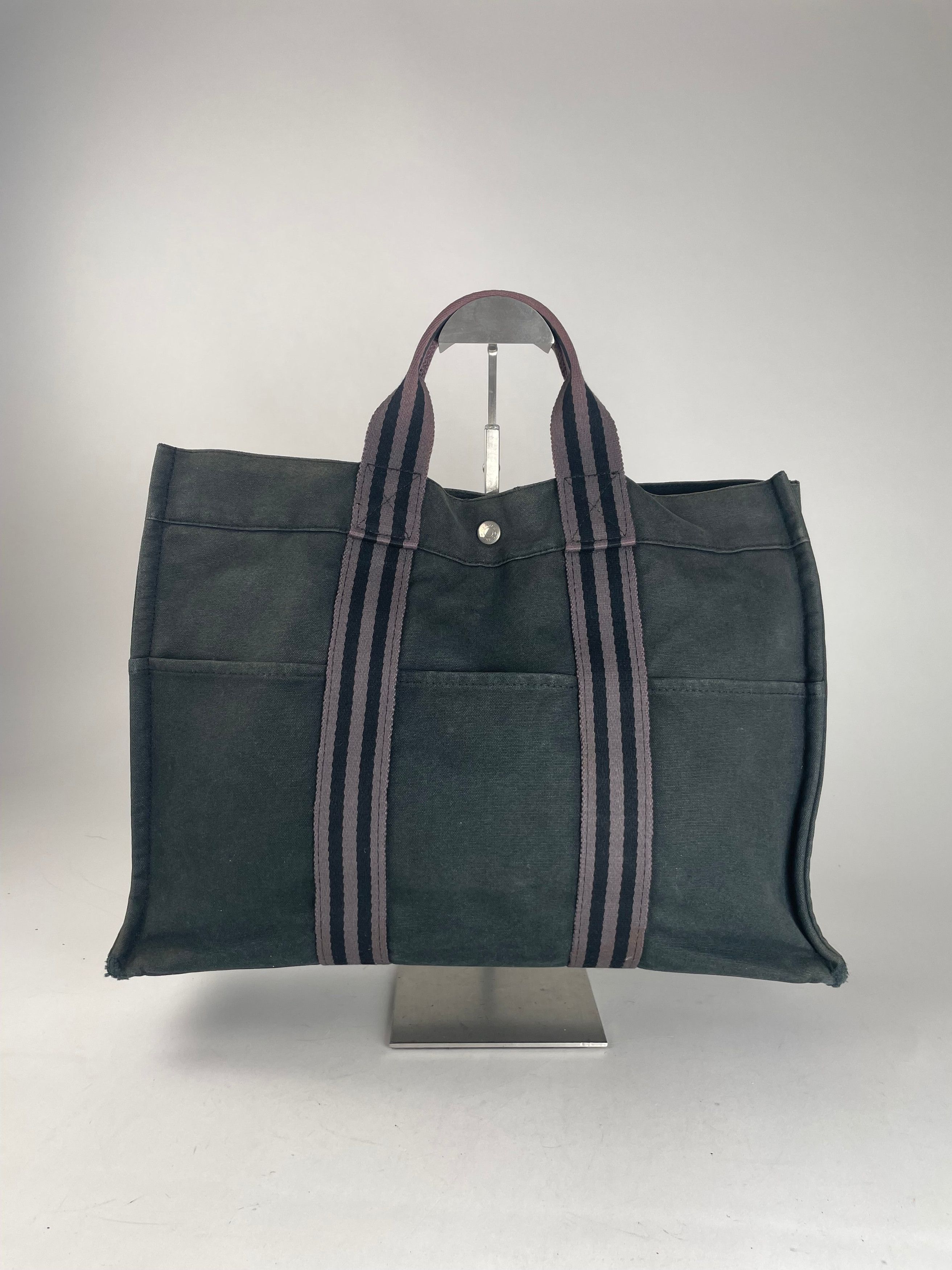 Other Vintage Hermes Canvas Shopper Bag Black Size ONE SIZE - 7 Thumbnail