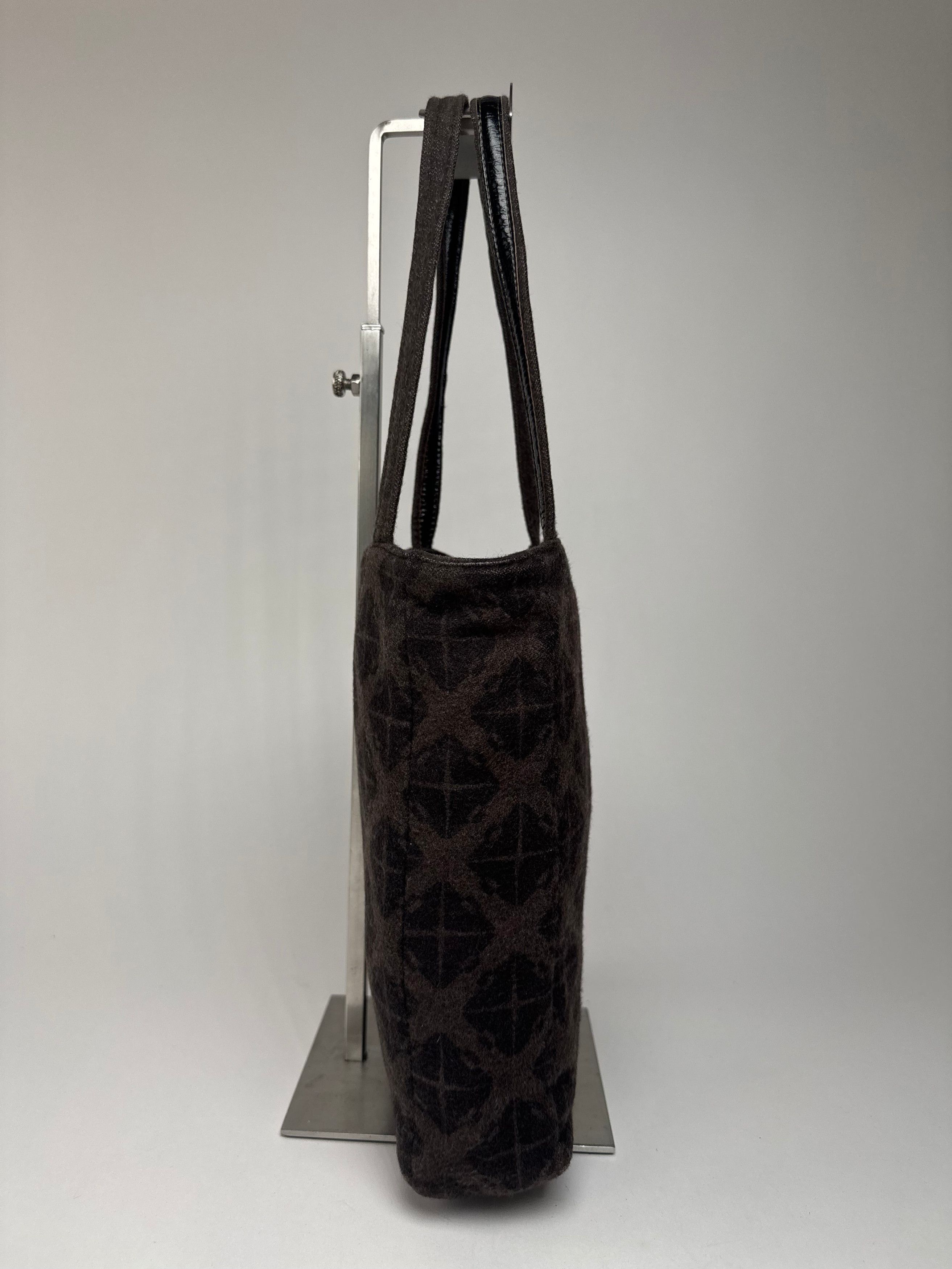 Bottega Veneta Vintage Wool Monogram Shopper Brown Size ONE SIZE - 2 Thumbnail
