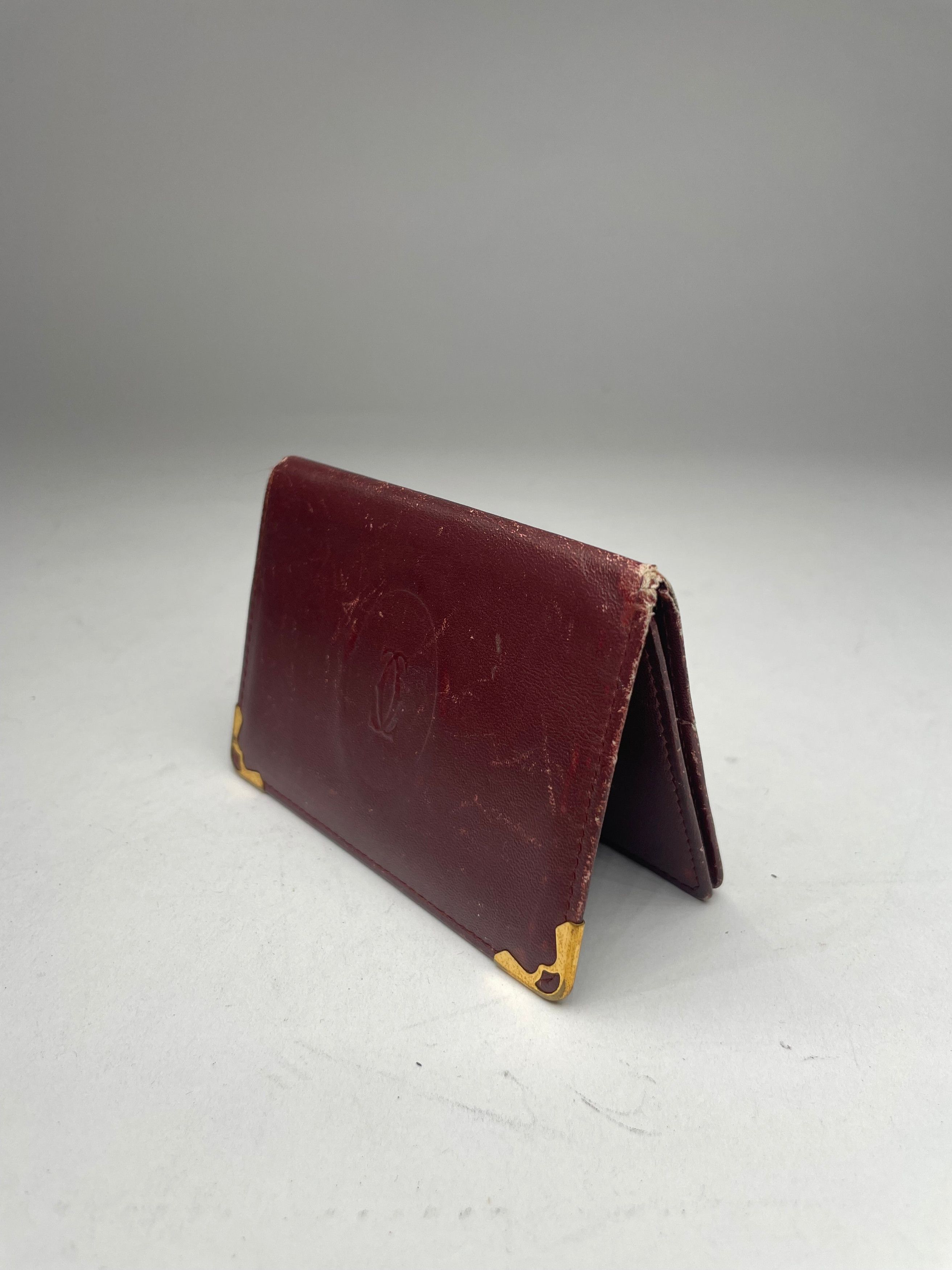 Cartier Vintage Leather Card Holder burgundy Size ONE SIZE - 4 Thumbnail