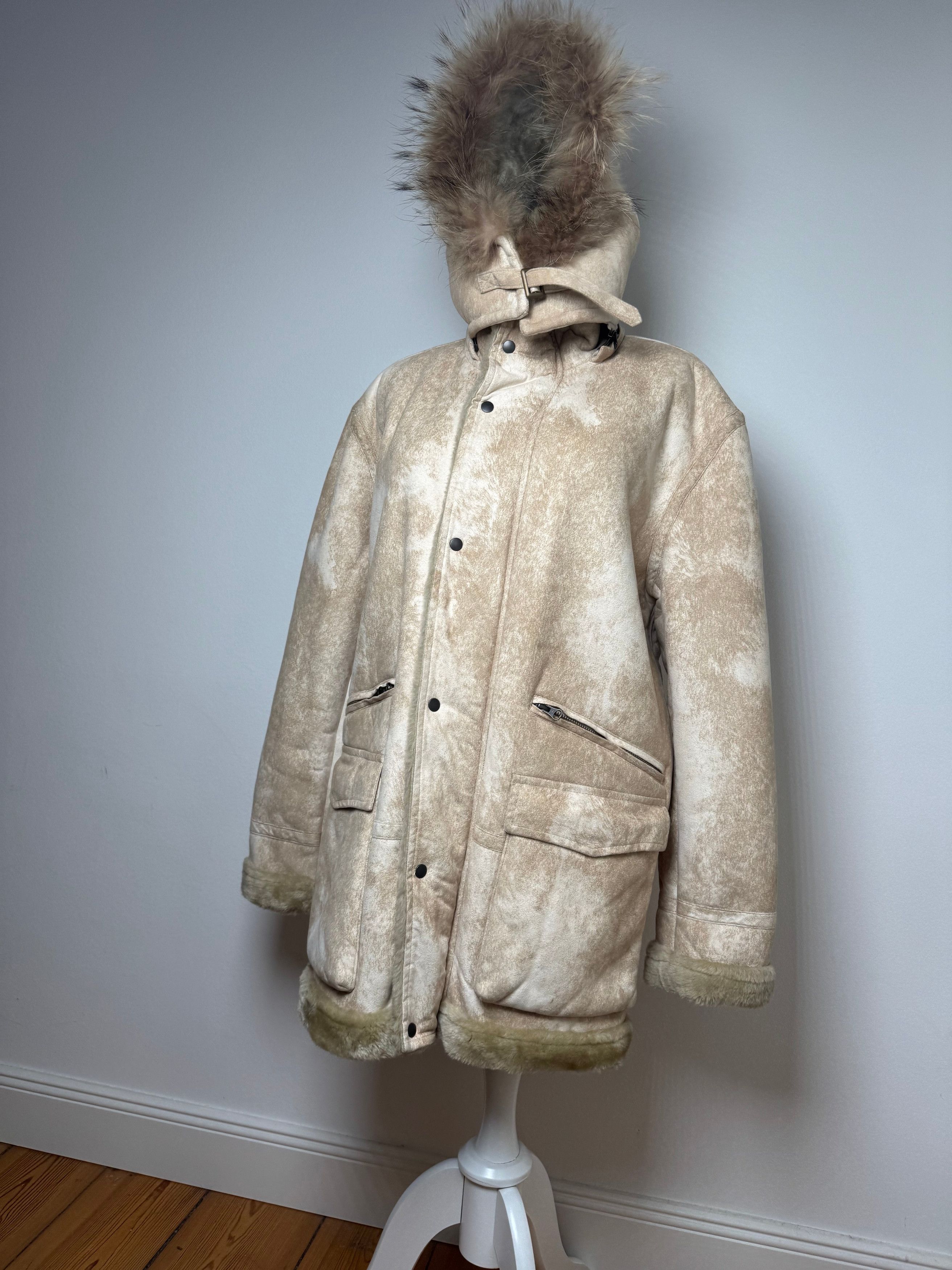 Kansai Yamamoto Vintage Fur Parka Unisex Beige M/L Size L / US 10 / IT 46 - 2 Thumbnail