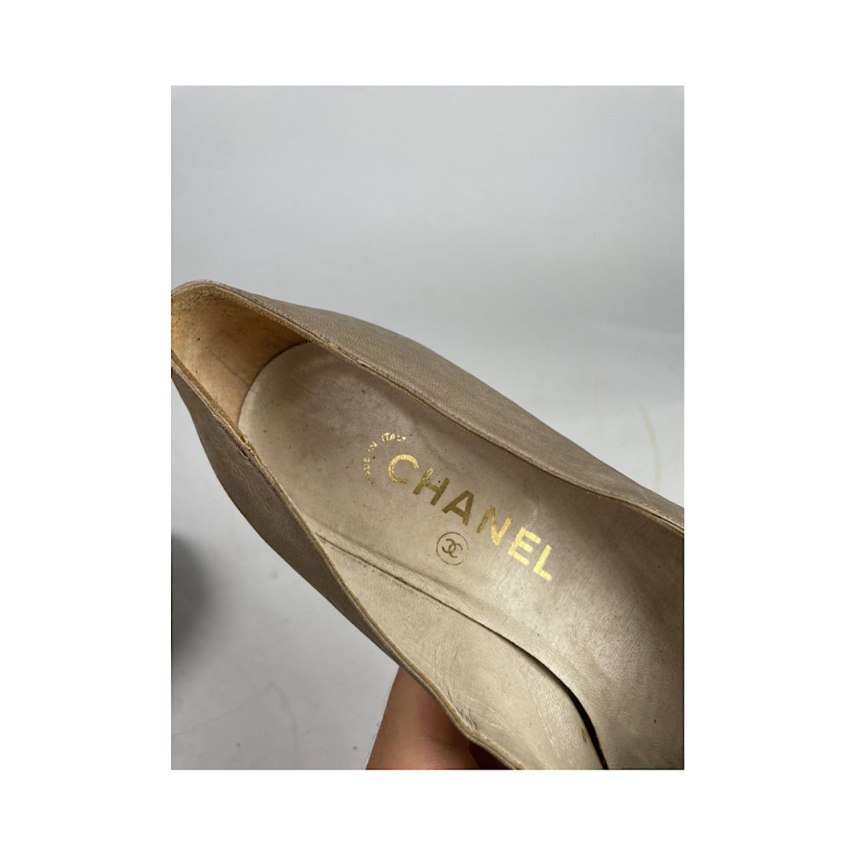 Chanel Beige Leather Heel Size US 5.5 / IT 35.5 - 4 Thumbnail