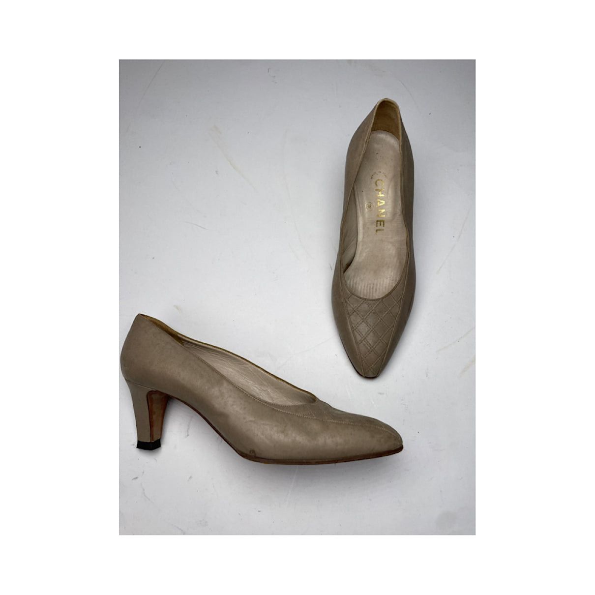 Chanel Beige Leather Heel Size US 5.5 / IT 35.5 - 2 Thumbnail