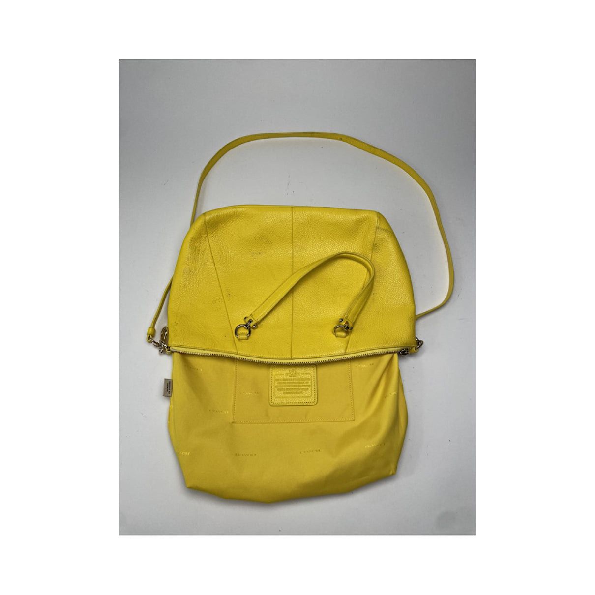 Coach Signature Sufflette Yellow Leather Handbag Size ONE SIZE - 2 Thumbnail