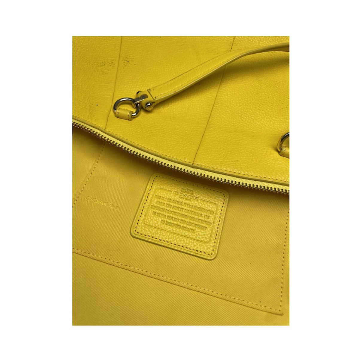 Coach Signature Sufflette Yellow Leather Handbag Size ONE SIZE - 3 Thumbnail