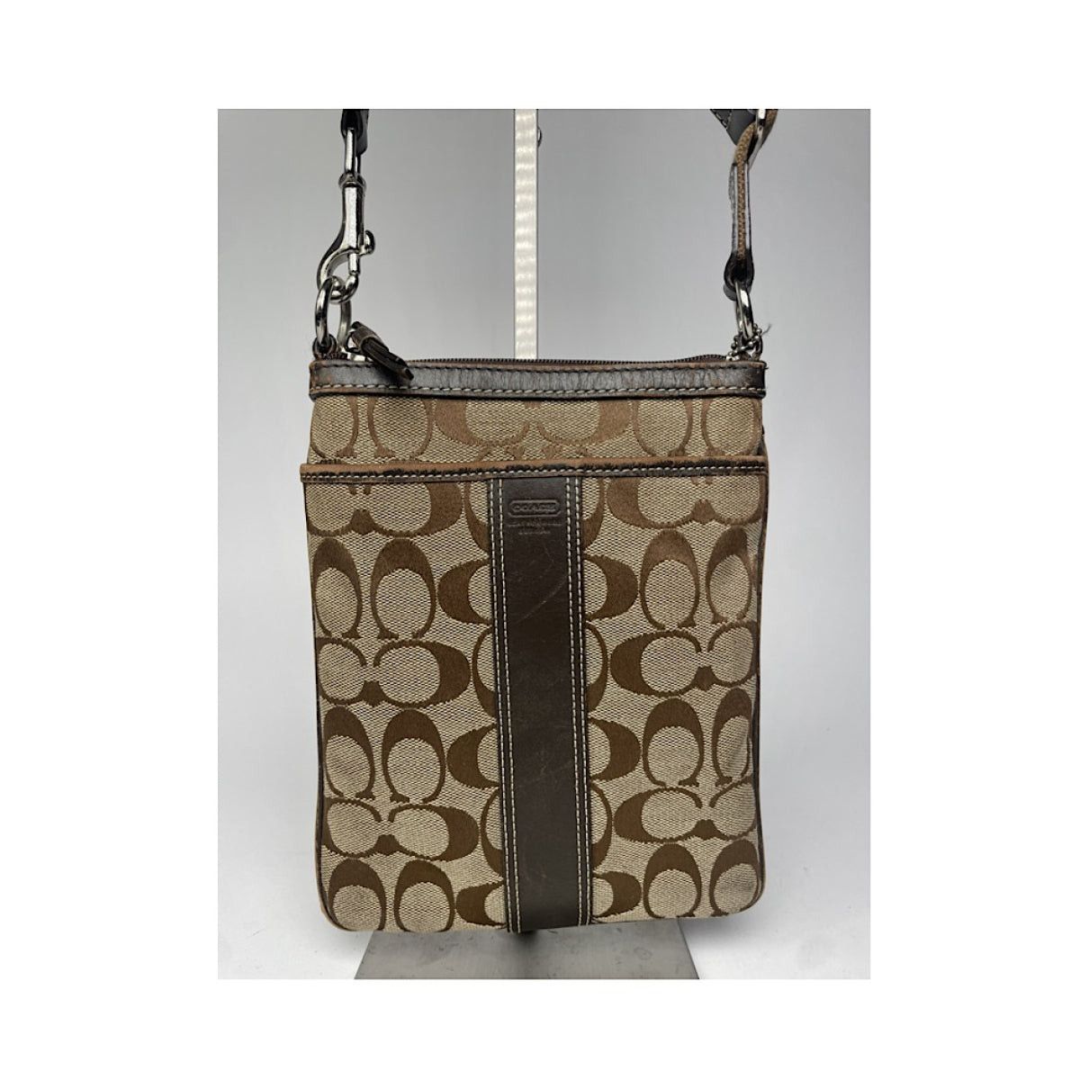 Coach Signature Sufflette Brown Cotton Handbag Size ONE SIZE - 3 Thumbnail