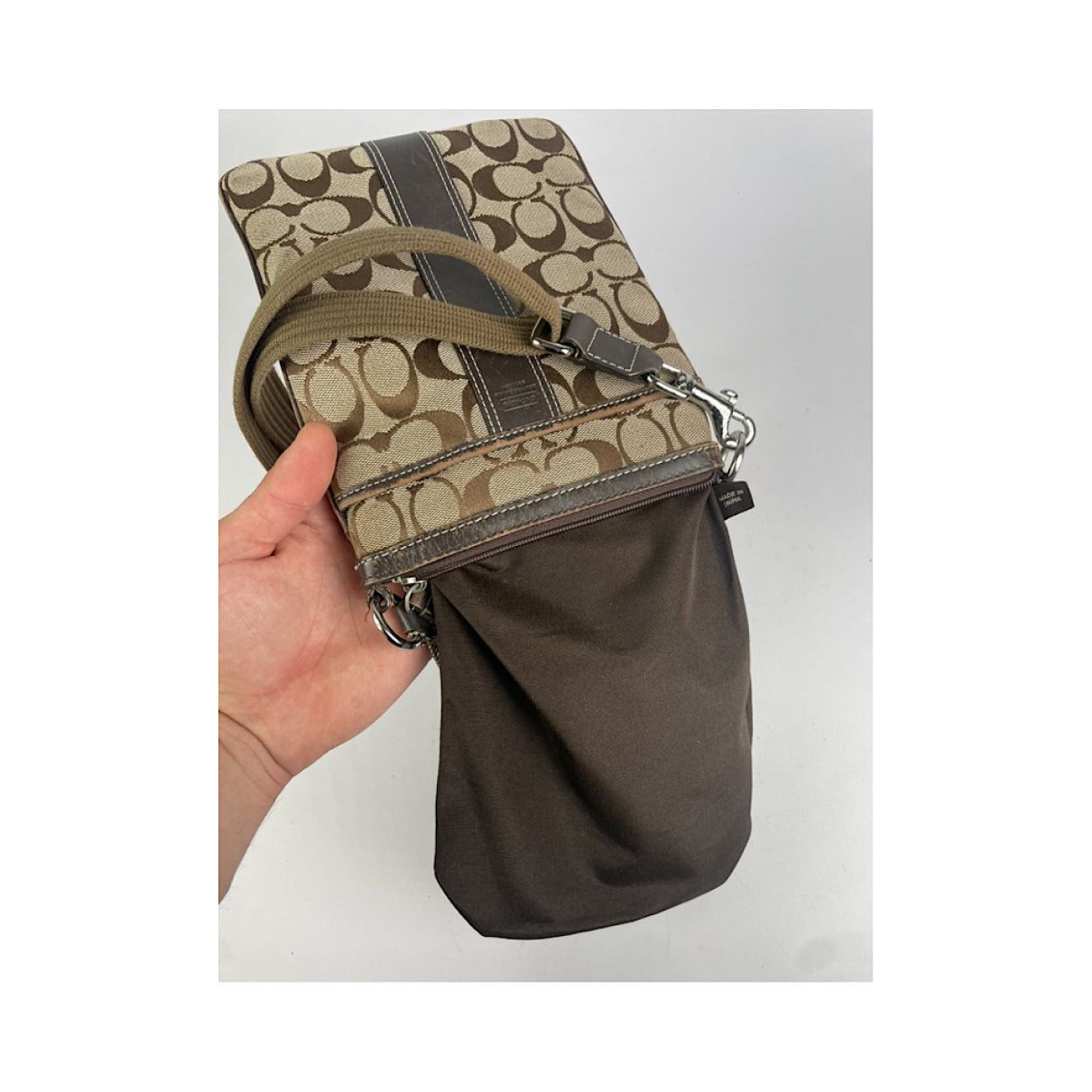 Coach Signature Sufflette Brown Cotton Handbag Size ONE SIZE - 2 Thumbnail