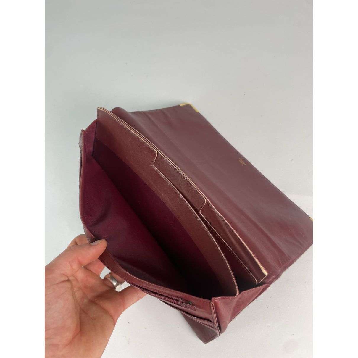 Cartier Burgundy Leather Clutch Bag Size ONE SIZE - 5 Thumbnail