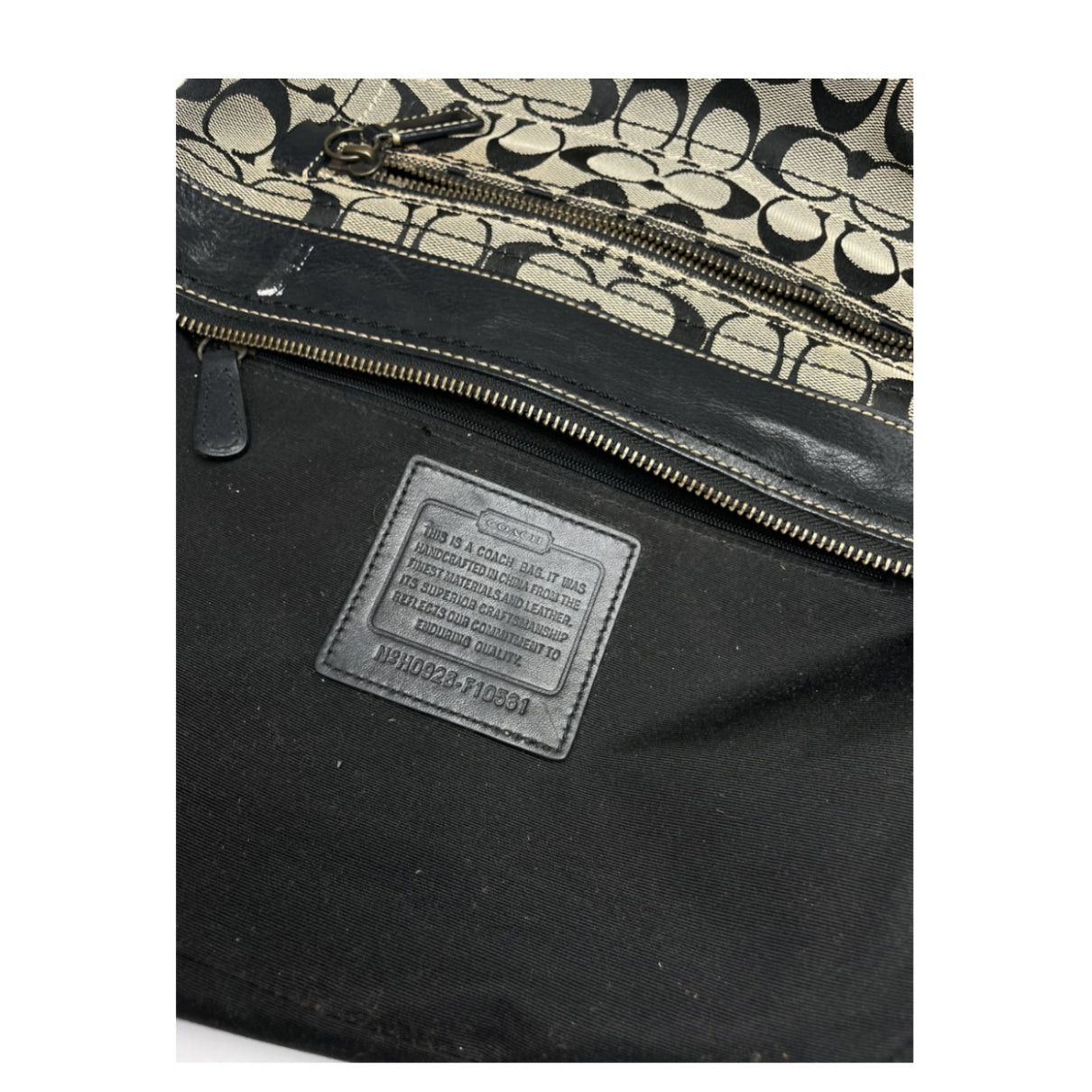 Coach Signature Sufflette Black Cotton Handbag Size ONE SIZE - 3 Thumbnail