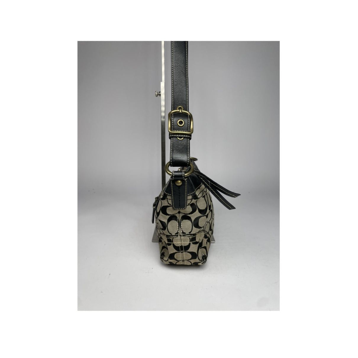Coach Signature Sufflette Black Cotton Handbag Size ONE SIZE - 5 Thumbnail