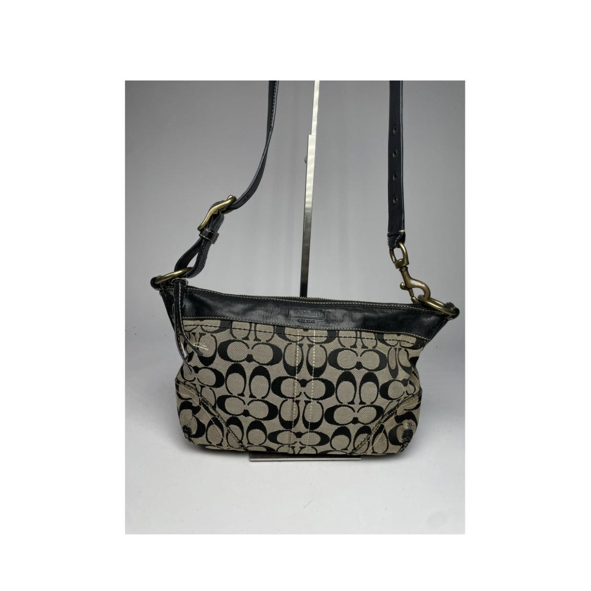 Coach Signature Sufflette Black Cotton Handbag Size ONE SIZE - 4 Thumbnail