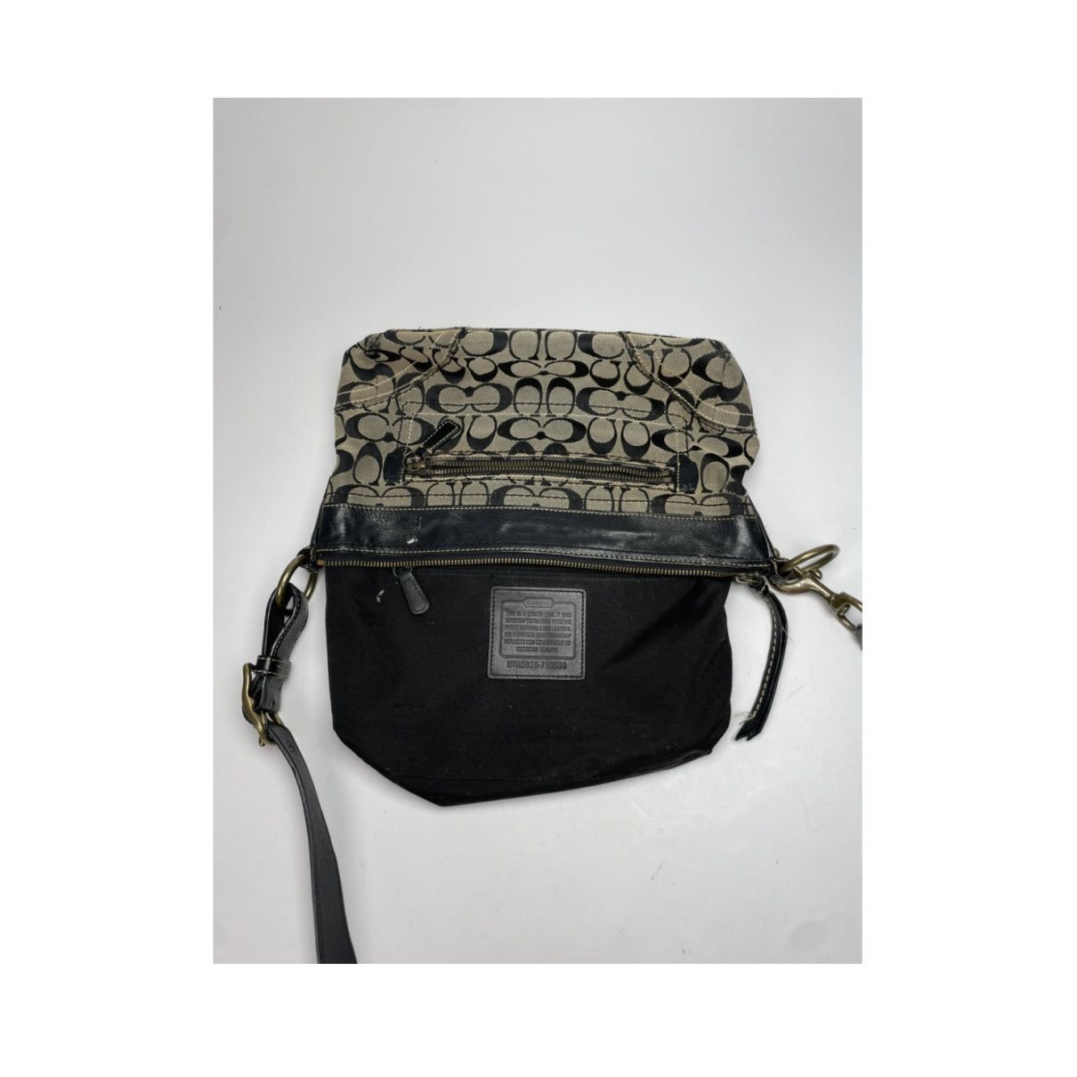 Coach Signature Sufflette Black Cotton Handbag Size ONE SIZE - 2 Thumbnail