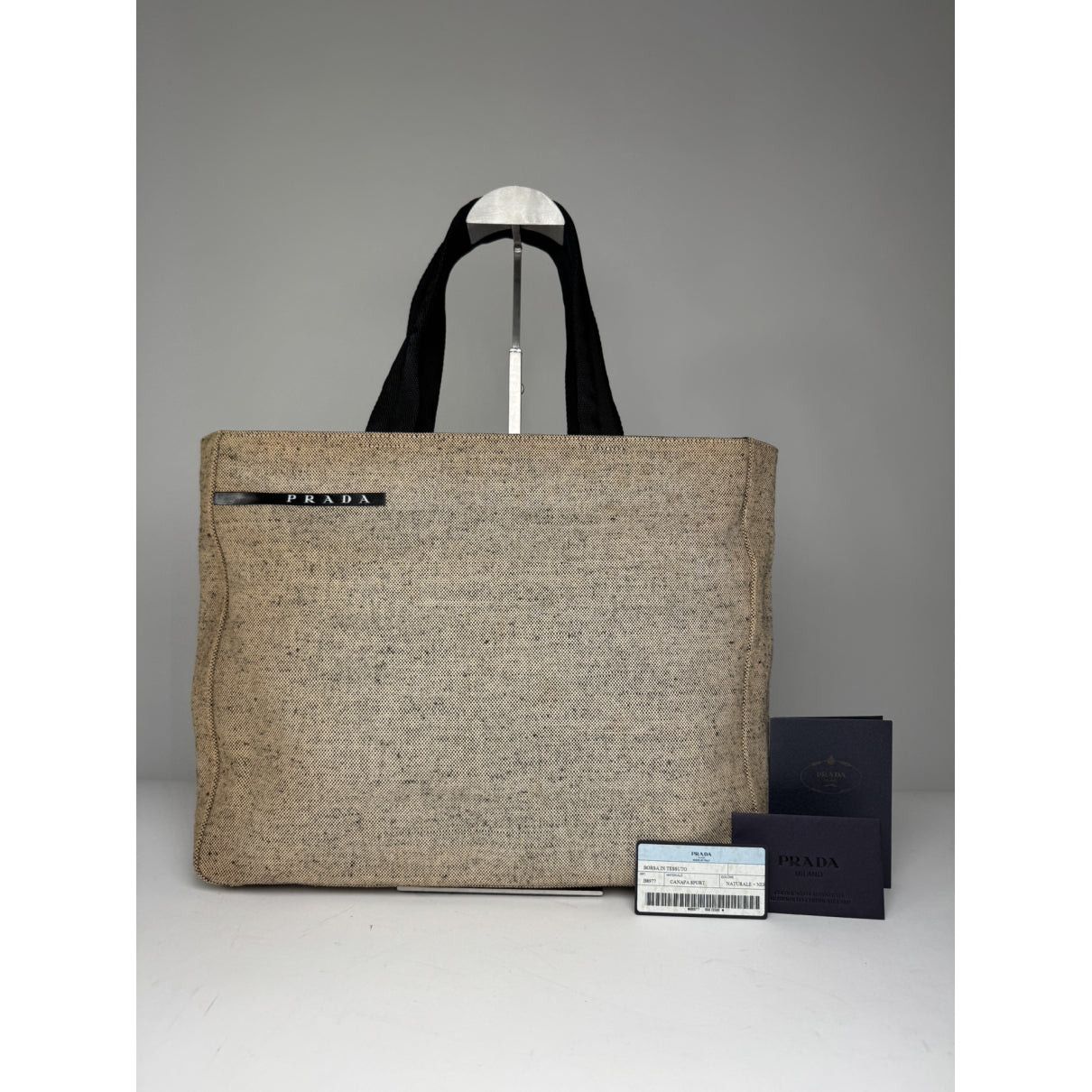 Prada Beige Cotton Handbag Size ONE SIZE - 2 Thumbnail