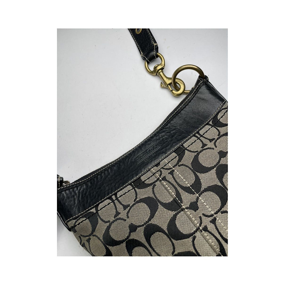 Coach Signature Sufflette Black Leather Handbag Size ONE SIZE - 4 Thumbnail