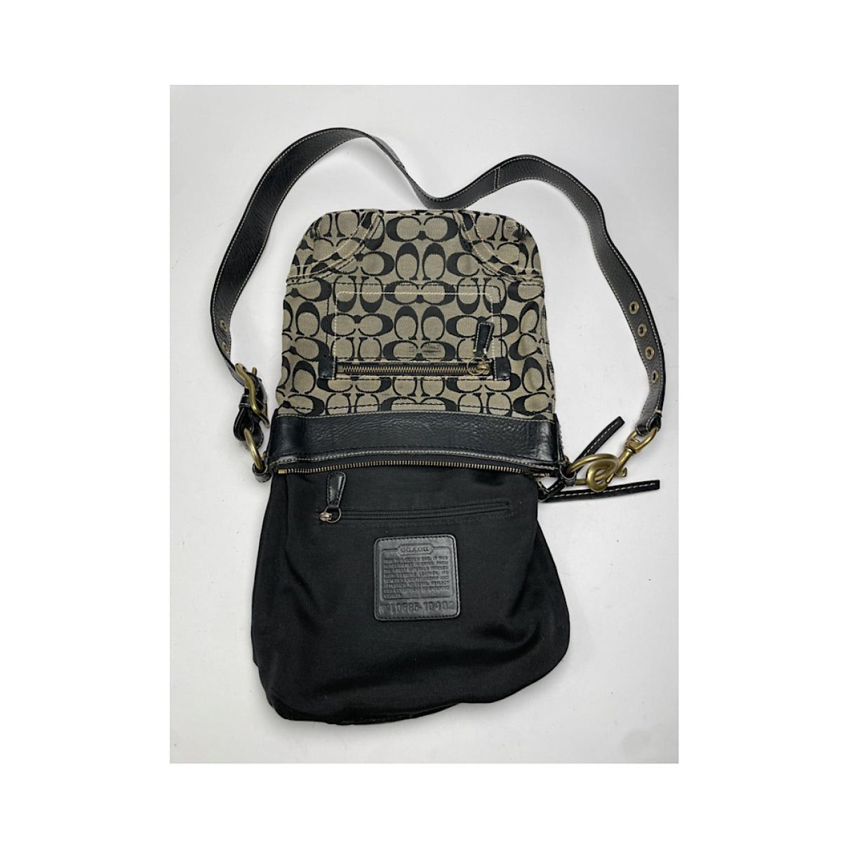 Coach Signature Sufflette Black Leather Handbag Size ONE SIZE - 2 Thumbnail