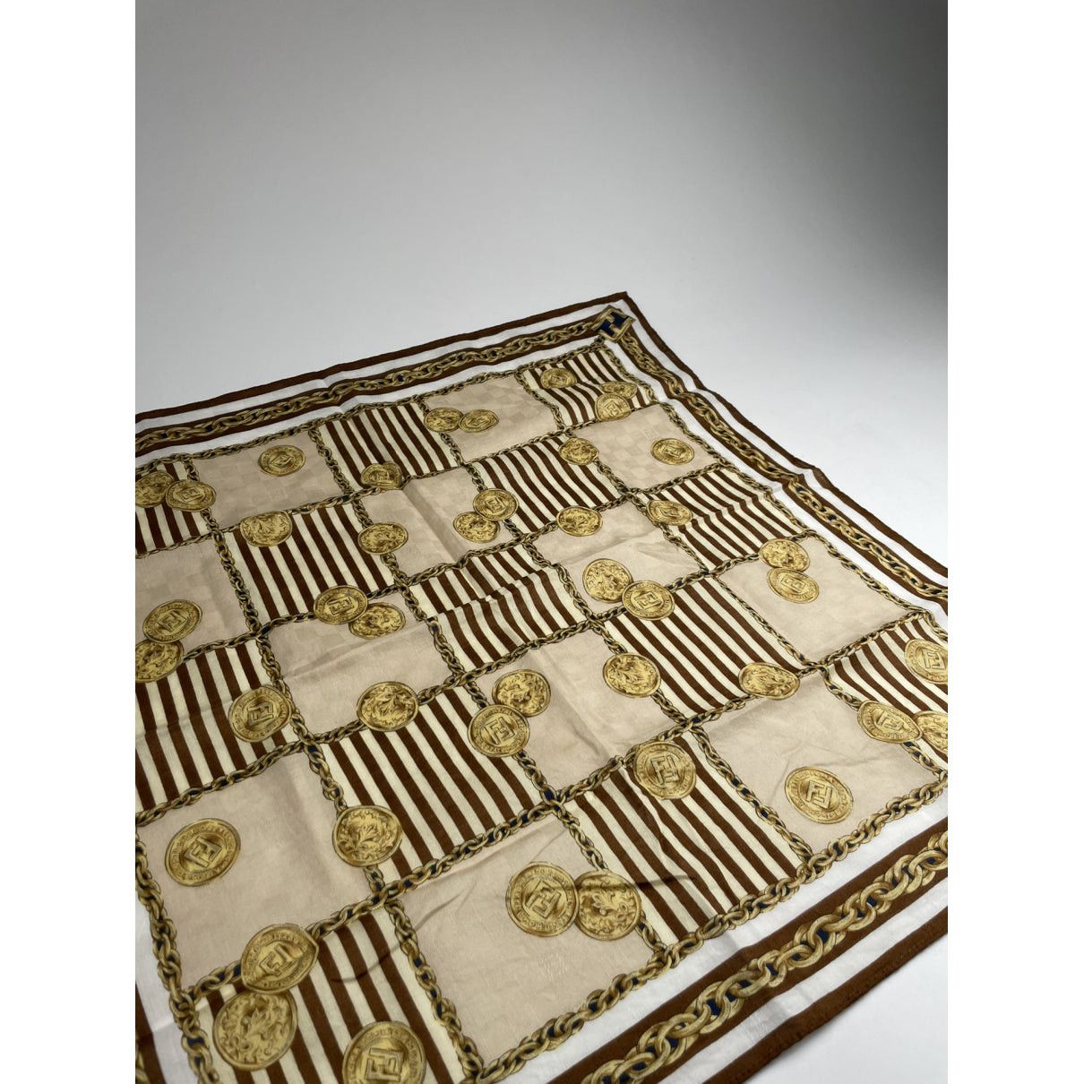 Fendi Brown Silk Scarf Size ONE SIZE - 4 Thumbnail