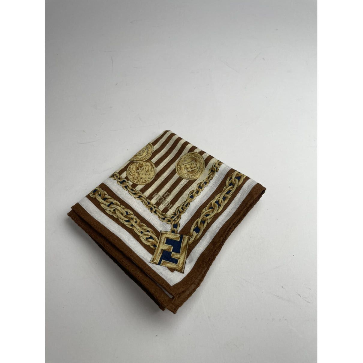 Fendi Brown Silk Scarf Size ONE SIZE - 2 Thumbnail