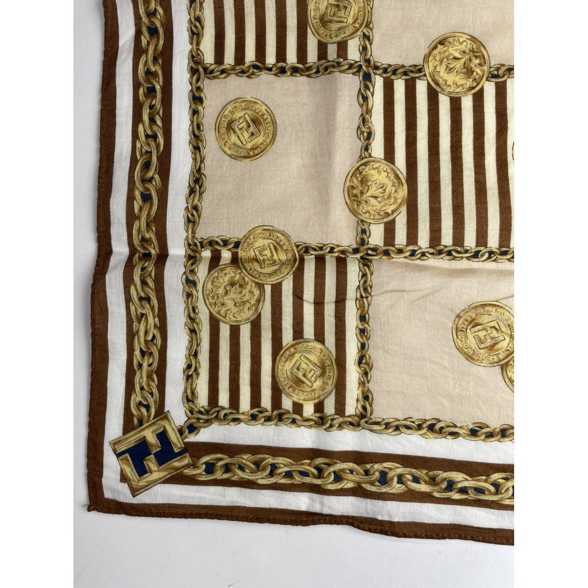 Fendi Brown Silk Scarf Size ONE SIZE - 5 Thumbnail