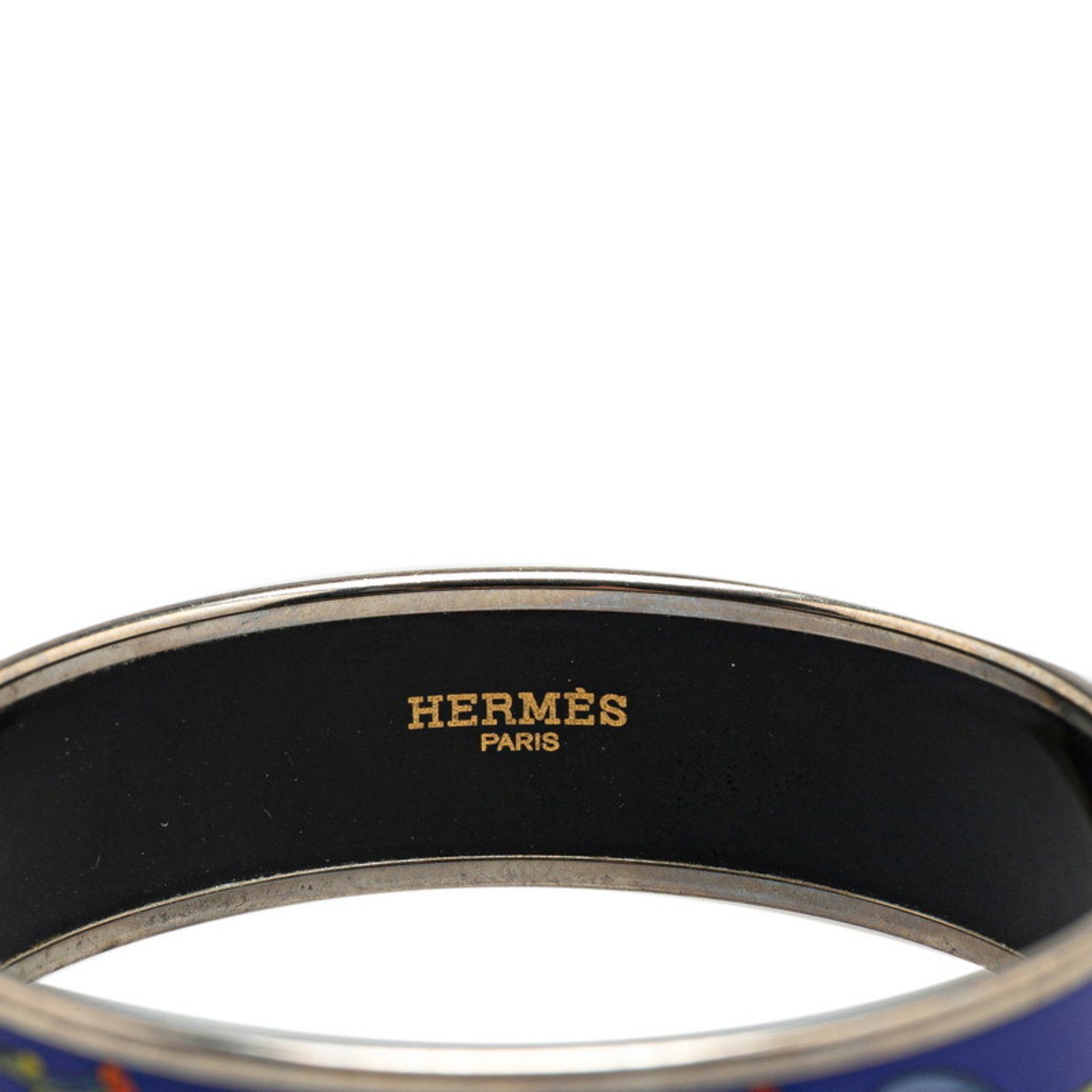 Hermes Hermes enamel GM cloisonné bangle in silver, blue, and multicolored metal for women. Size ONE SIZE - 4 Thumbnail