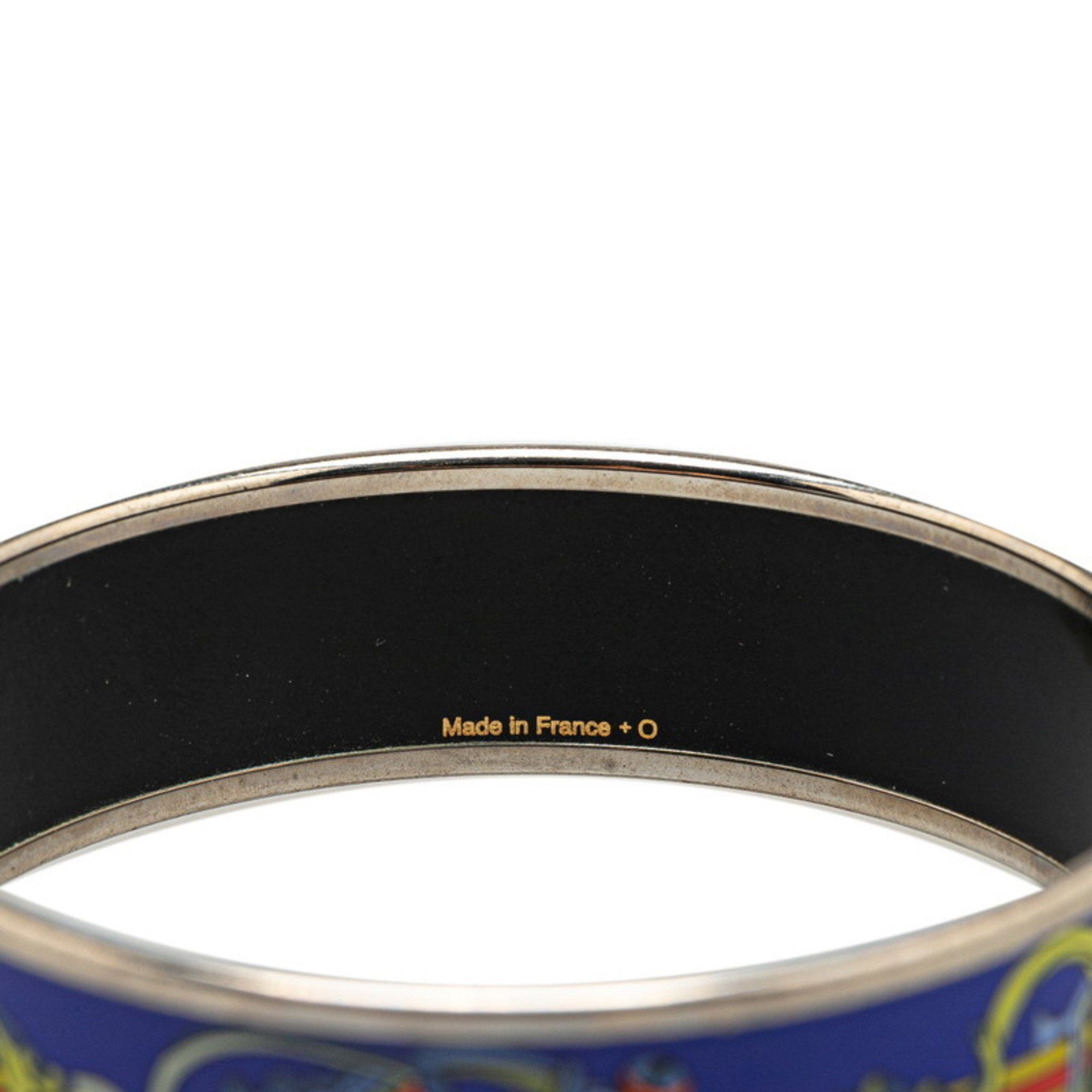 Hermes Hermes enamel GM cloisonné bangle in silver, blue, and multicolored metal for women. Size ONE SIZE - 5 Thumbnail